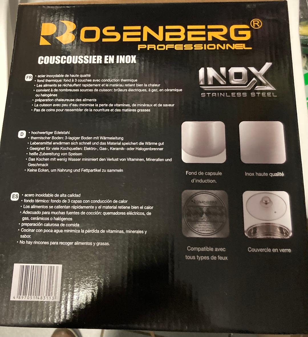 Couscous-Topf aus Edelstahl, 6 l, für alle Herdarten und Induktion