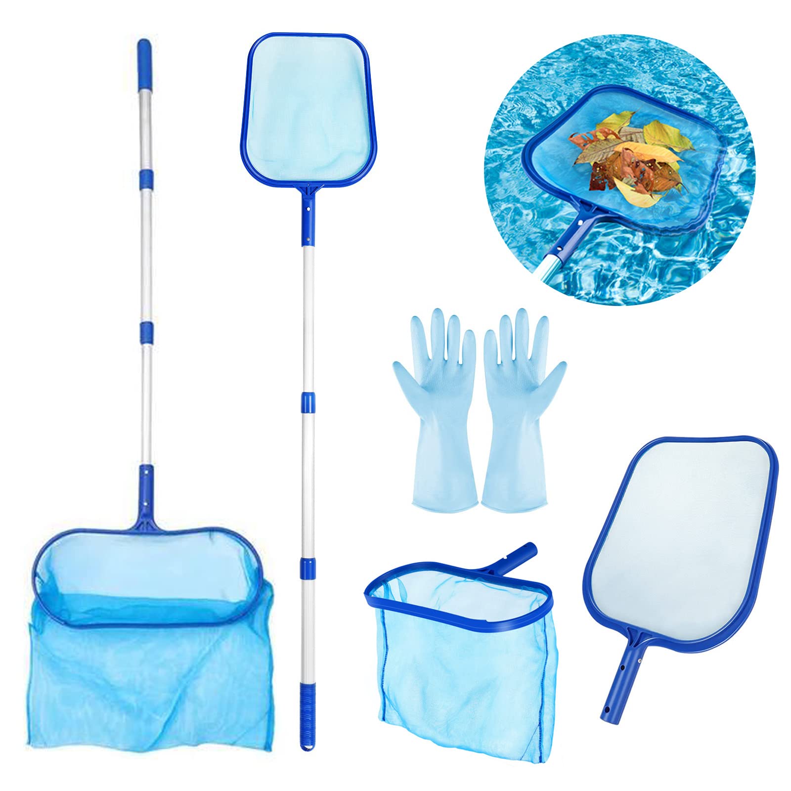 ANSTEN Retino per Piscina con aste telescopiche, Retino Piscina Retino Pulizia Piscina, Retina Foglie Raccogli, Retino Piscina Professionale per Pulizia Piscina, laghetto, fontana o acquario