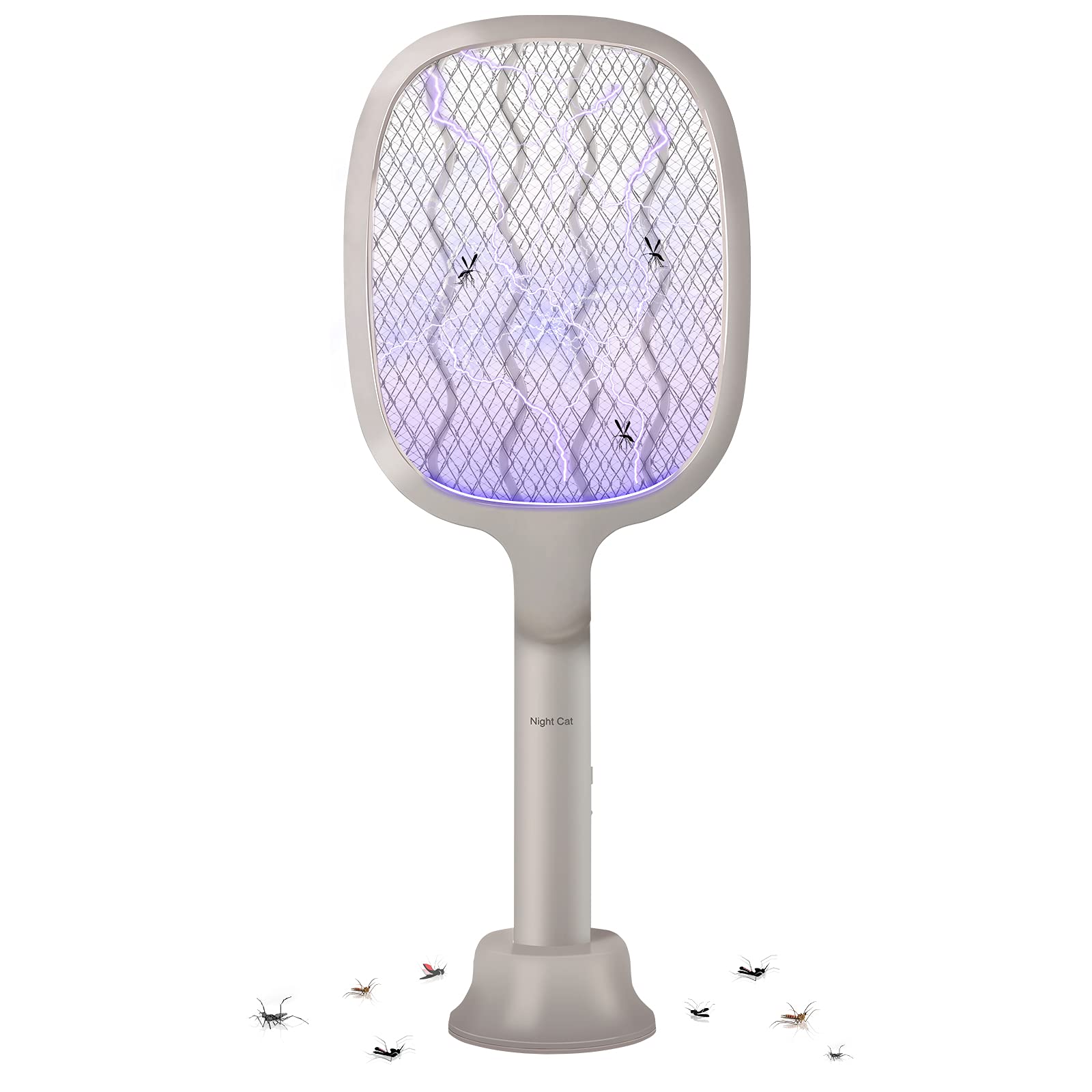 Buy Night Cat Electric Mosquito Fly Swatter 3000V Zapper Racket Lamp USB C Rechargeable UV