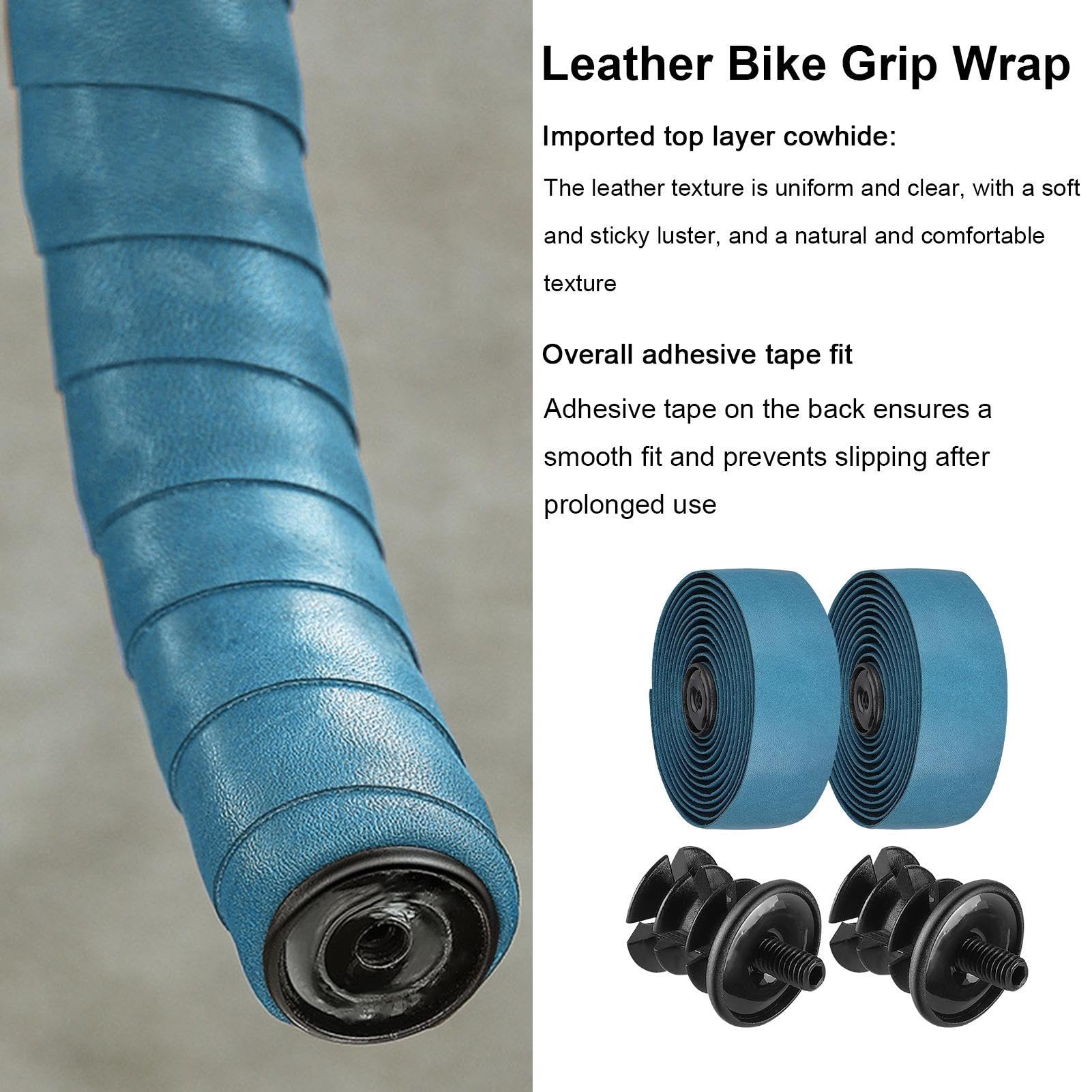 Fahrrad Lenkerband Kunstleder für Rennrad und Retro Bike | Weiches rutschfestes Bar Tape | Importiertes Rindsleder Lenker Wickelband | Komfortables Lenkerband Lenkerstopfen | Hochwerti