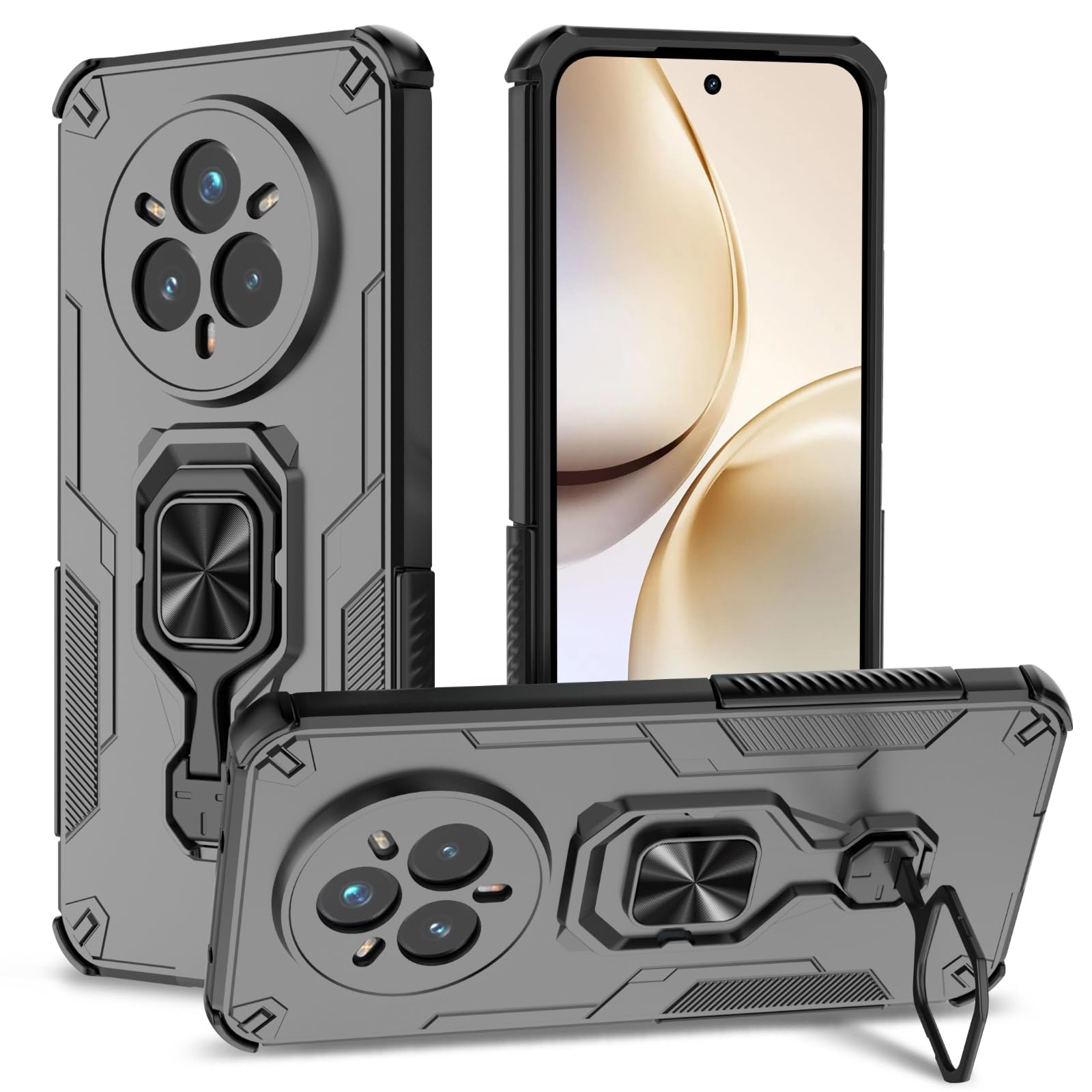 Funda para Samsung Galaxy A13 4G con Cristal Templado Protector Pantalla, Carcasa Antigolpes con Soporte anular metálico, Case Protectora de Grado Militar, Negro — view 232