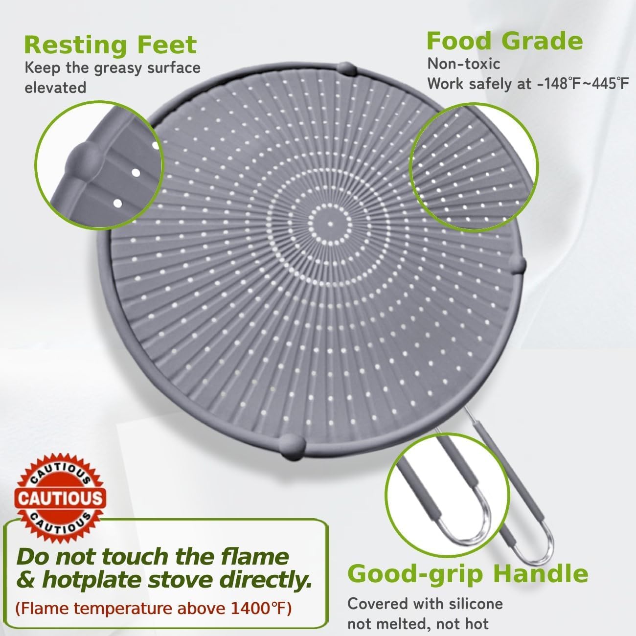 Silicone Grease Splatter Guard For Frying Pans - Heat Resistant, Multi-Use Splash Screen (12.6")