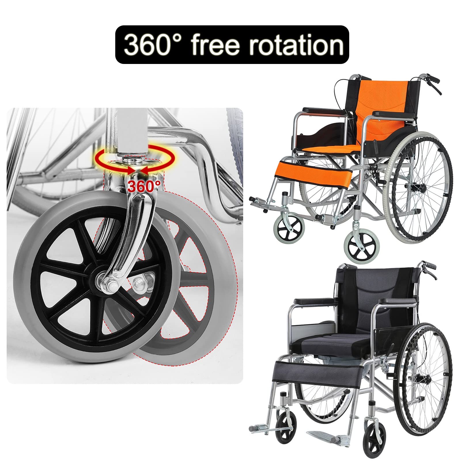 LekLai Rueda de Repuesto para Silla de Ruedas, 2 Piezas de Repuesto de Rueda Delantera para Silla de Ruedas, Kit de Repuesto de Rueda Sólida para Sillas de Ruedas, Conjunto de Ruedas para Silla de R