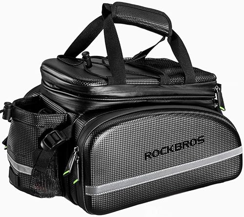 ROCKBROS Bolsa para portabicicicletas, bolsa para maletero, impermeable, de piel de carbono, asiento trasero, bolsa de carga para maletero, bolsa