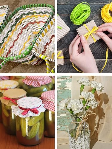 Miniatura 5 de Mandala Crafts Cinta de rafia negra para envolver regalos, cinta natural de rafia de 100 yardas, cinta de rafia de embalaje a granel, cinta de papel