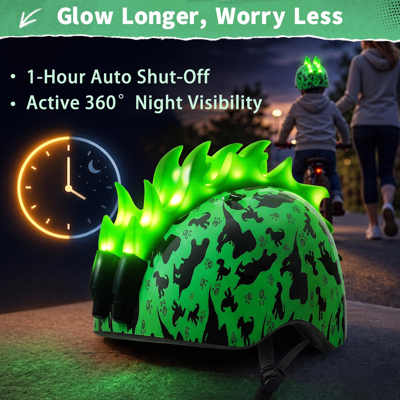 Casque de vélo pour enfant avec lumières LED pour garçons de 2 à 12 ans