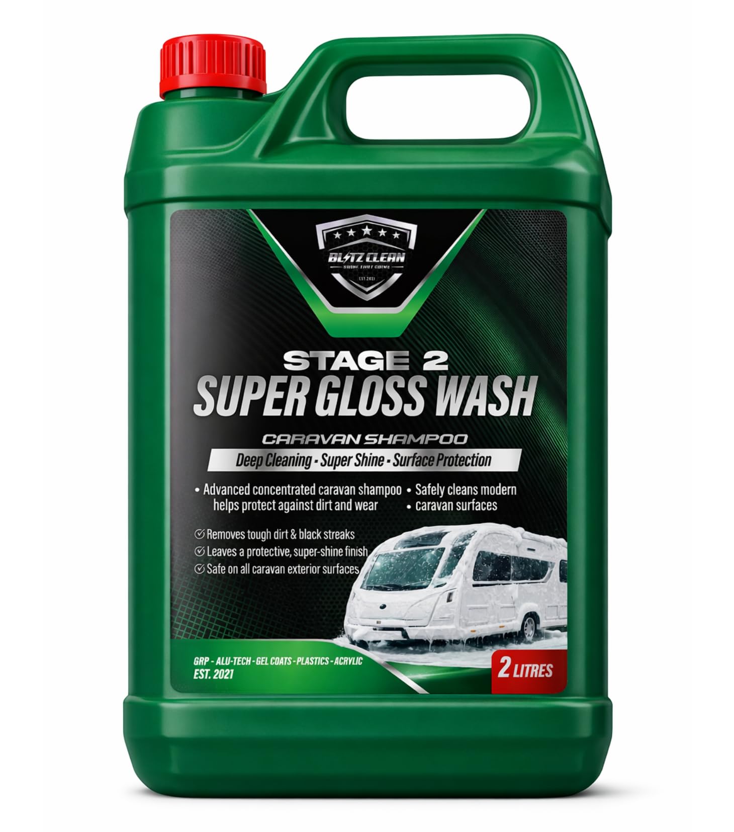 Concentrated Caravan Cleaning Kit with Pump Handheld Sprayer – Stage 1 Pre Wash Cleaner & Stage 2 Super Carnauba Wax Shampoo, Exterior Cleaning for Caravans & Motorhomes(2L Stage 1/Stage 2 + Sprayer) — view 10