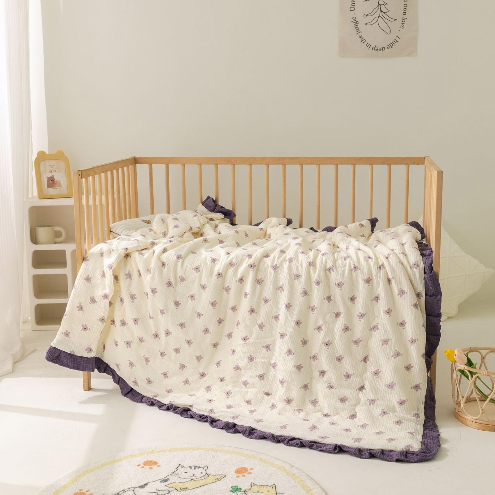 Coperta per bambini in cotone con volant traspirante coperte per auto coperte in mussola leggera avvolgere per neonati e neonati regalo doccia