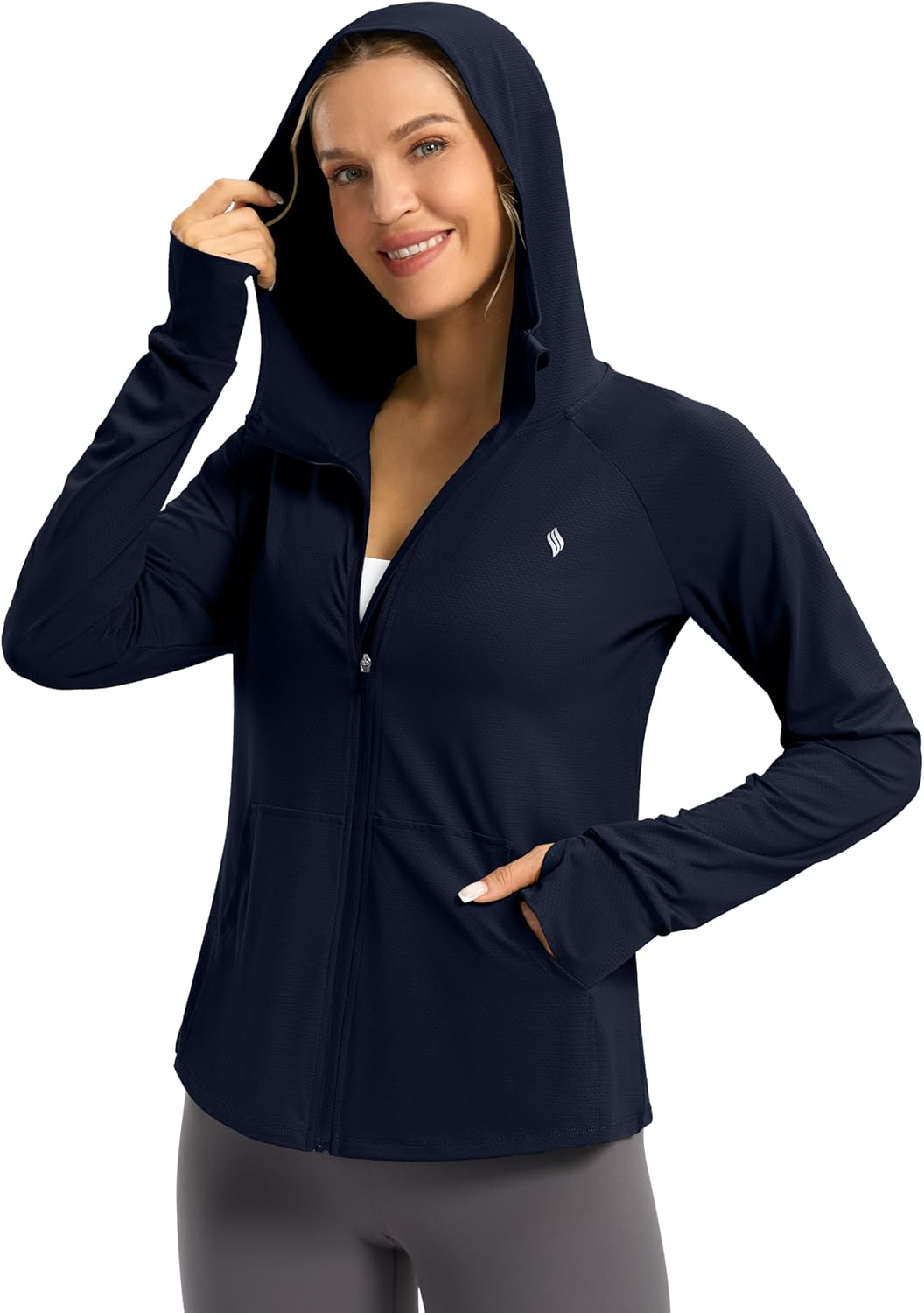 SANTINY Women's UPF 50+ UV Jacket Sun Protection Zip up Hoodie Lightweight Summer SPF Long Sleeve Shirts for Hiking Running