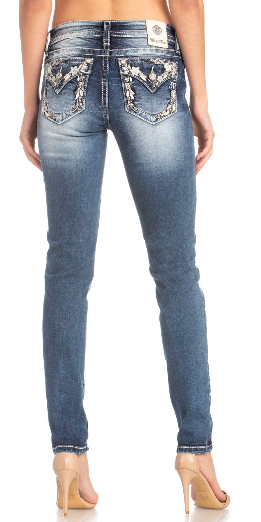 Miss Me Floral Border Hailey Mid Rise 