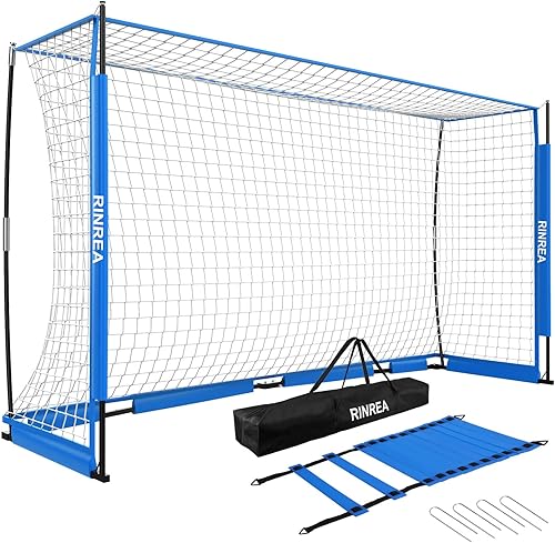 Miniatura 11 de Portería de fútbol portátil, red de portería de fútbol plegable con base metálica, equipo de entrenamiento de fútbol de montaje rápido con 1 bolsa