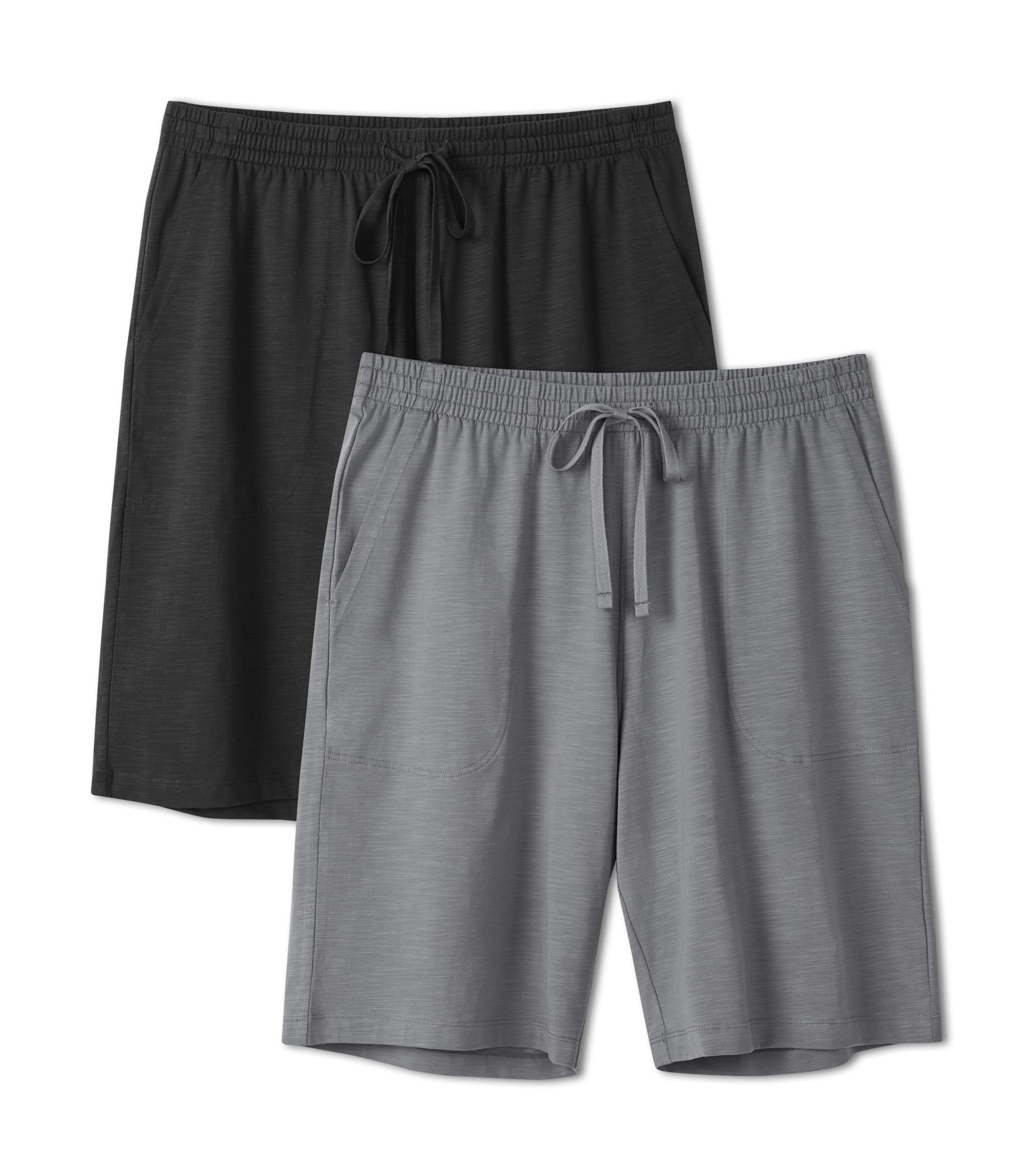 DAVID ARCHY Mens Pajama Shorts Ultra-Soft Cotton Sleep Shorts with Pockets, Breathable & Lightweight Lounge Sleepwear 2 Pack