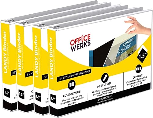 Miniatura 2 de Paquete de 4 carpetas de 8.5 x 11 pulgadas, carpetas de 3 anillas redondas de capacidad de 1.5 pulgadas, carpeta blanca con formato horizontal con