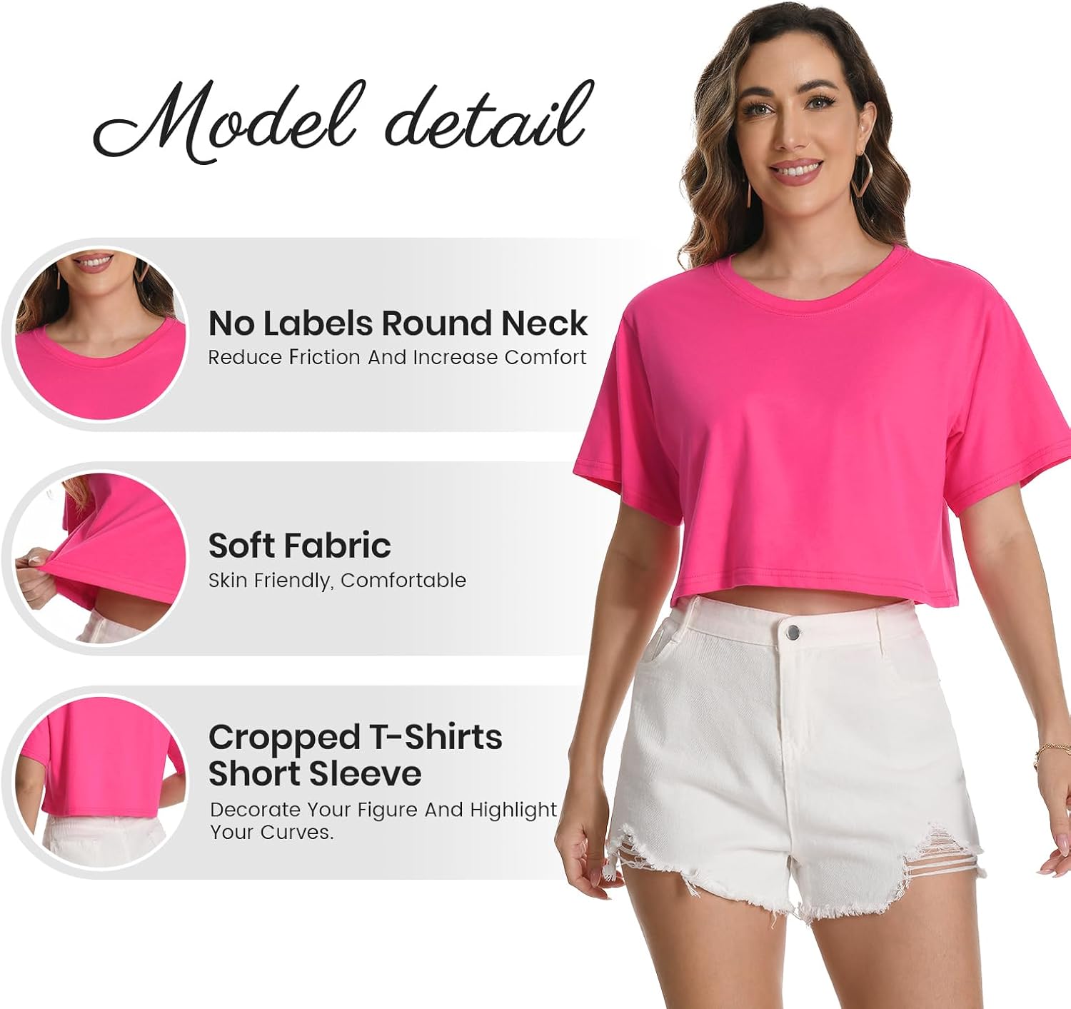 Femdouce 4 Pack Women's Workout Crop T Shirts Cotton Round Neck Short Sleeve Tops Trendy Casual Athletic Running Tees - Image 6