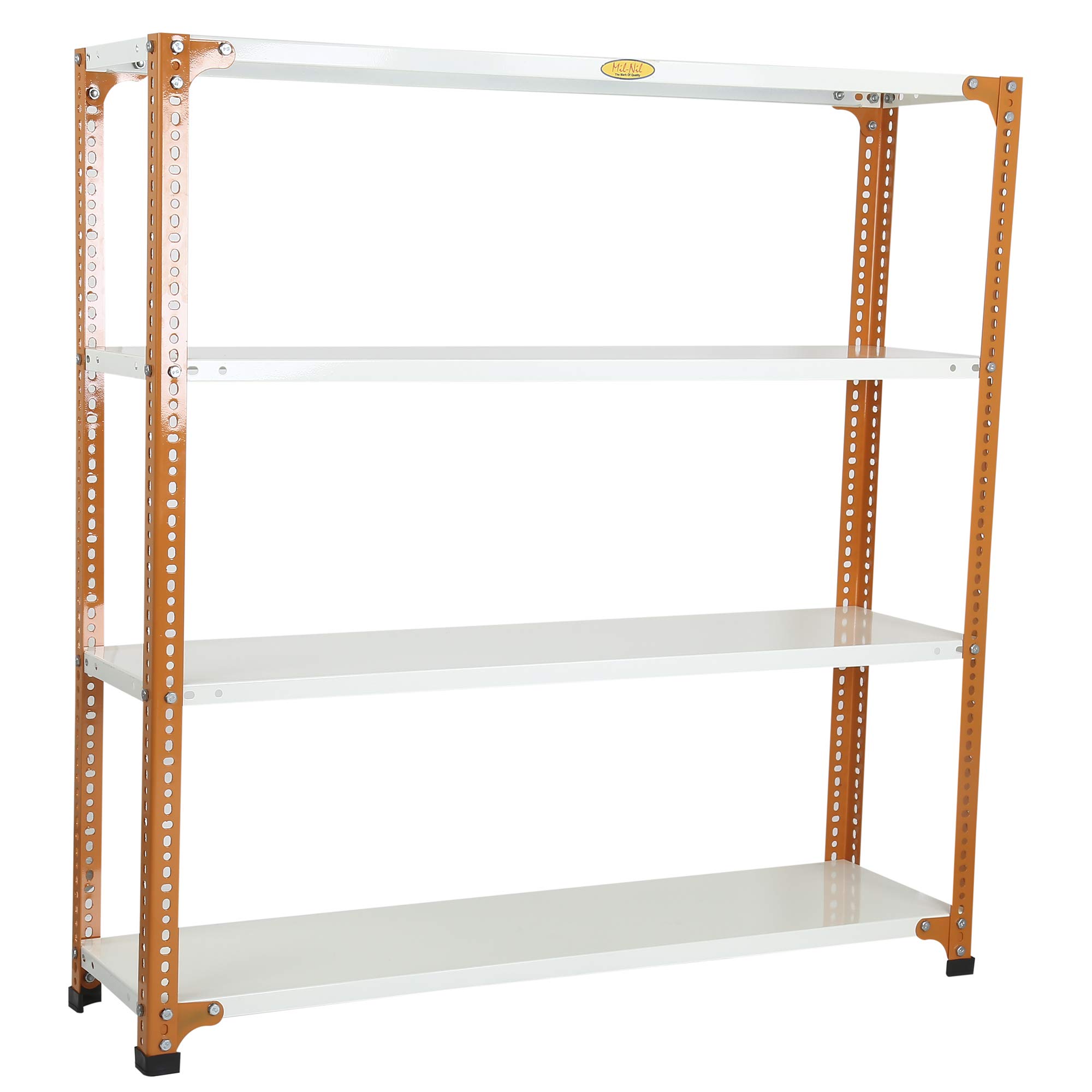 Mil-Nil Prime CRC Sheet 4 Shelf Multipurpose Slotted Angle Rack, 48 x 47 x 12 Inch, 22 Gauge (Orange/Ivory) Powder Coated 16 Gauge Angles (B07YYF811Z) Amazon Price History, Amazon Price Tracker