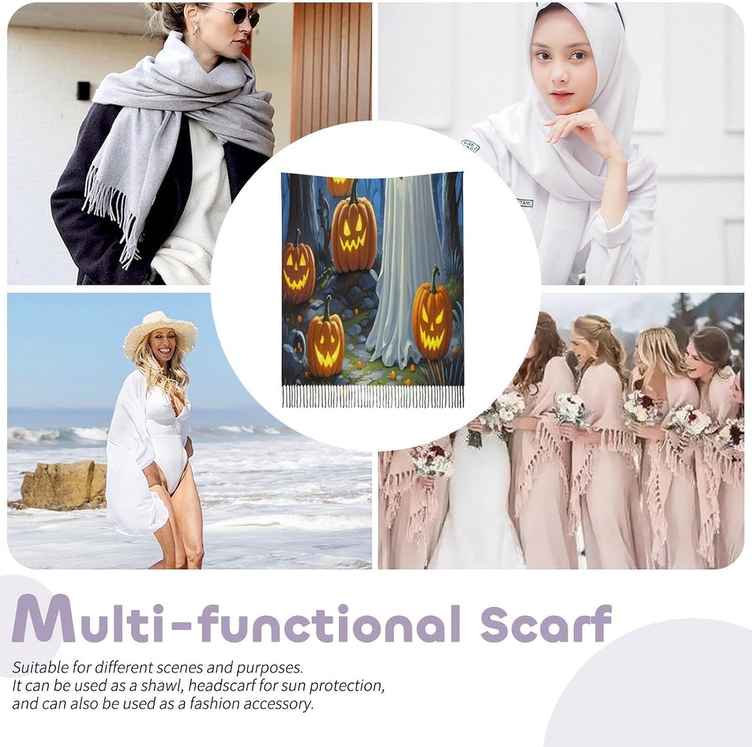 Ghost Painting Scarf for Women Men Classic Fashion Blanket Scarves Soft Cashmere Feel Scarf Cold Weather Warm Long Shawl Winter Large Scarves Classic Blanket Scarfs Thick