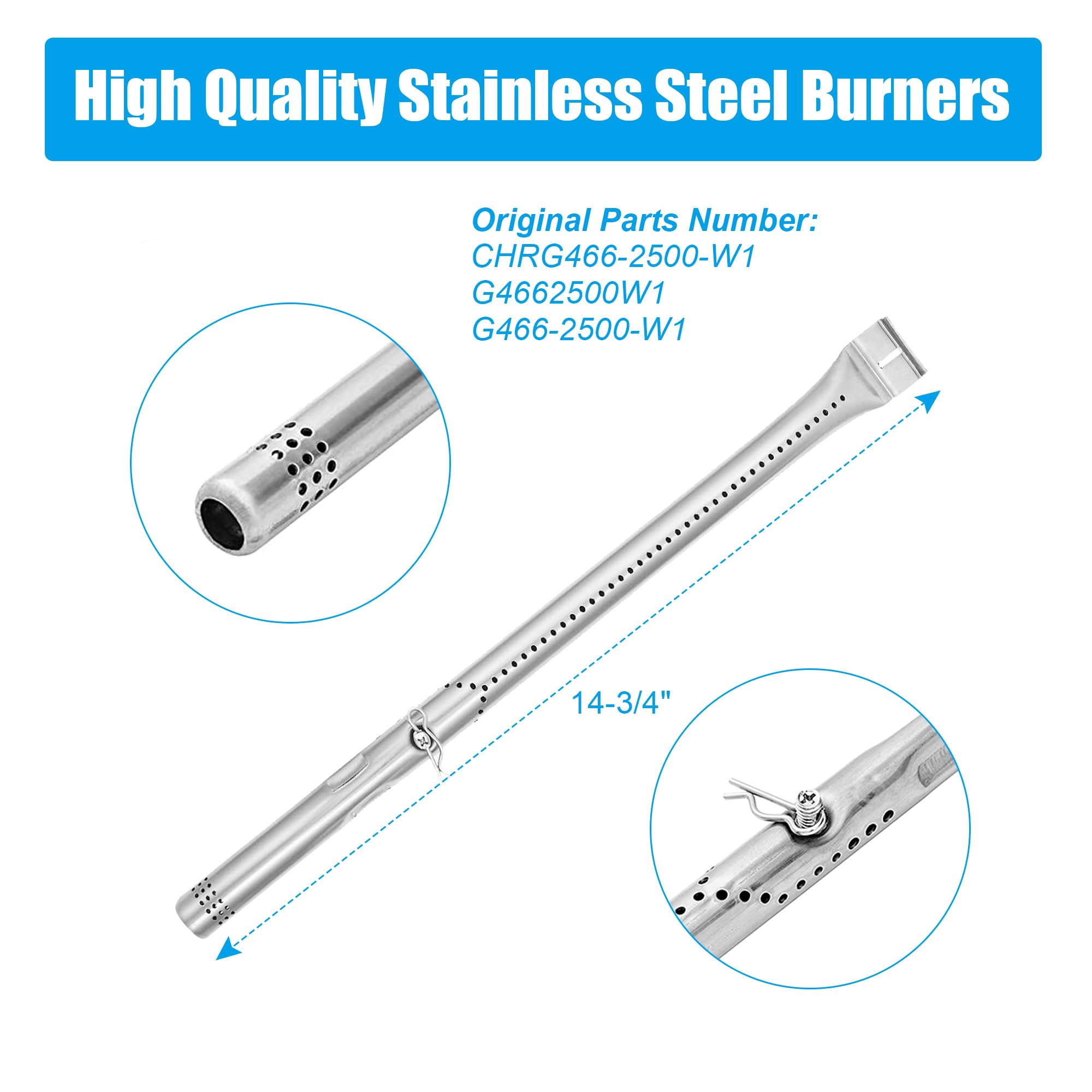 Outspark Grill-Ersatzteile für Charbroil Performance TRU-Infrared 450 3 Brenner 463370719 463371719 1,176,731,248.7 cm Heizzeltplatten und Grillbrenner für Charbroil G466-2500-W1