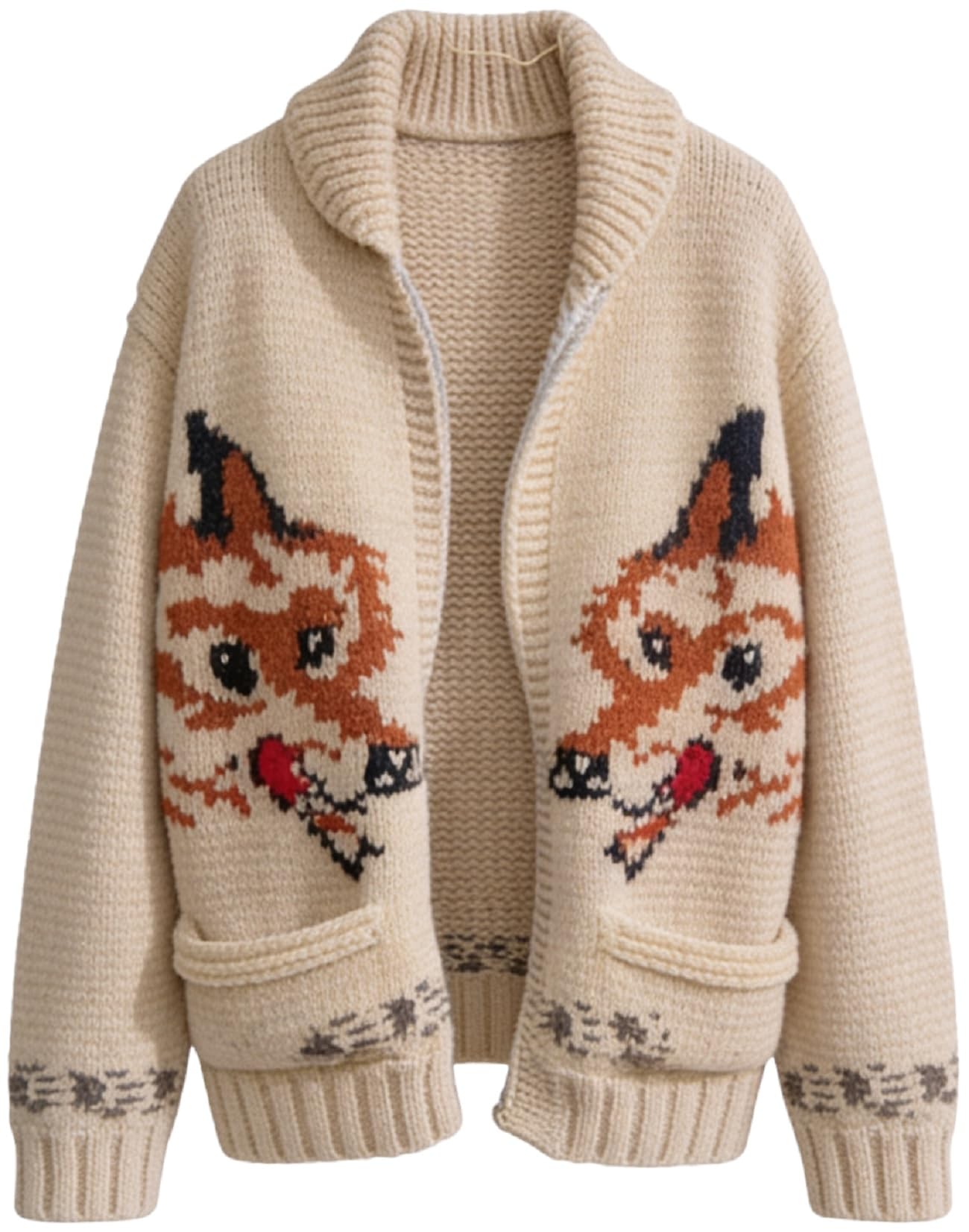 Suéter de lana de punto con patrón de lobo para hombre, estilo vaquero, inspirado en la película clásica, ropa de abrigo para cosplay