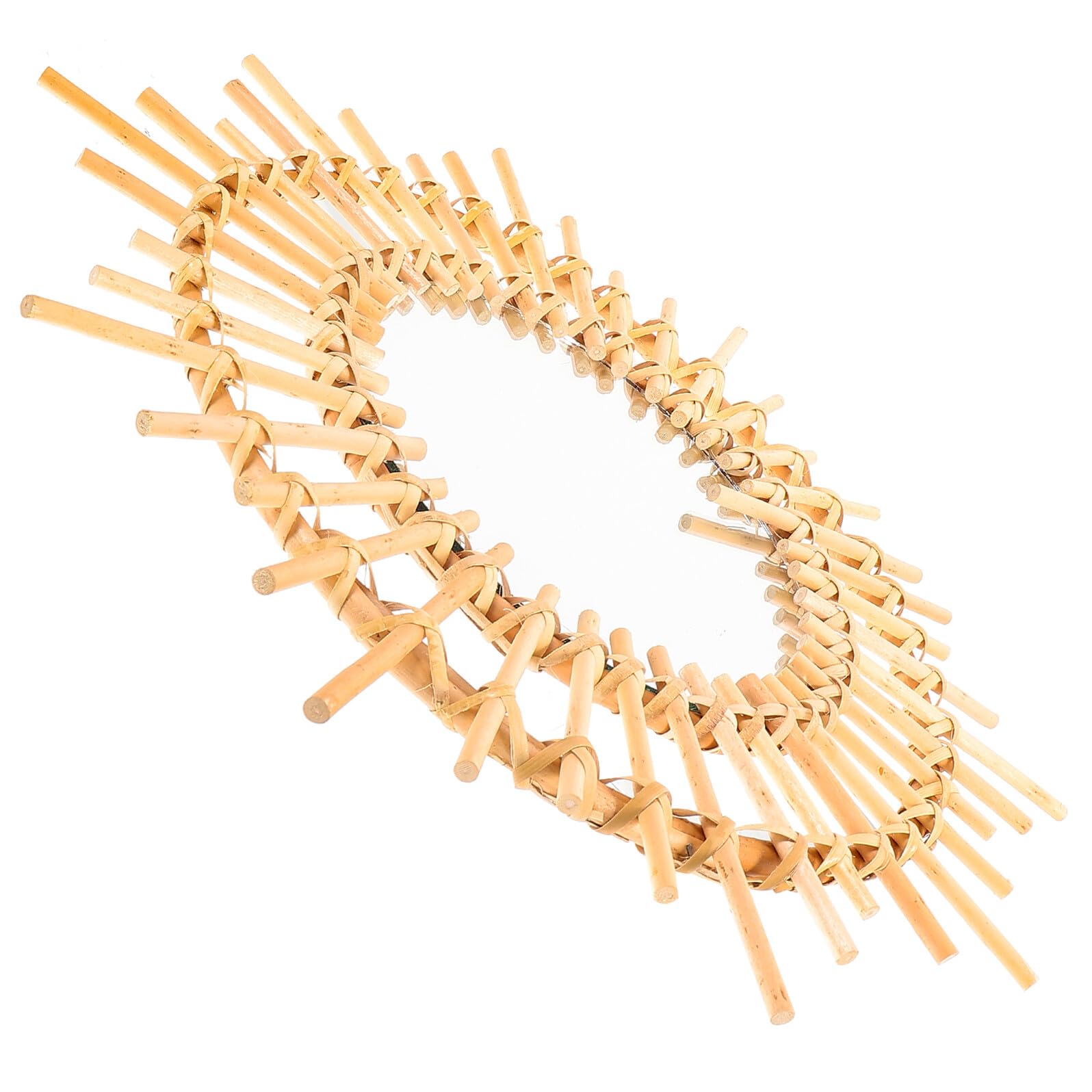 Runder Rattan Spiegel als Wanddekoration, Schminkspiegel, Gold
