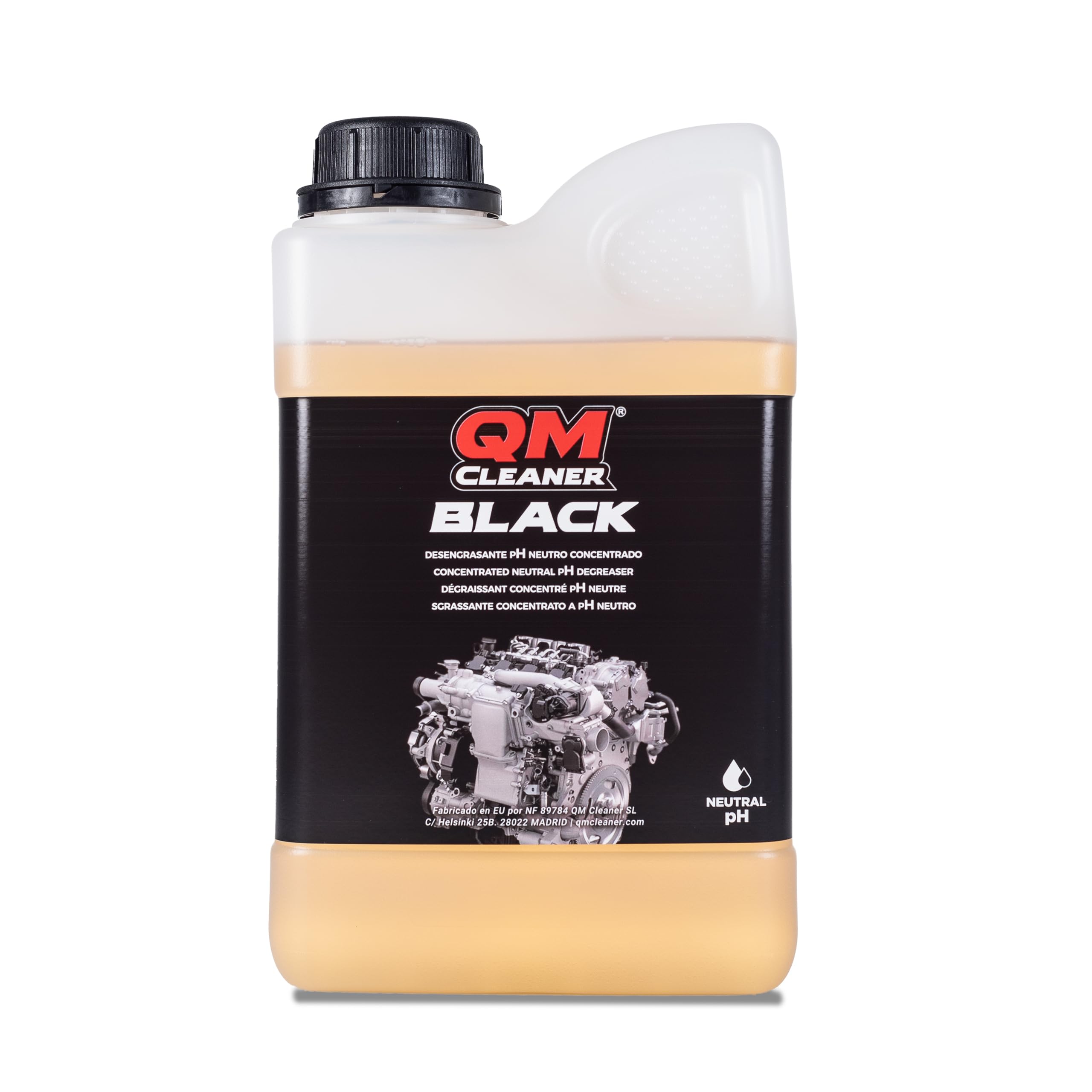 QM Cleaner Black 2 litres | Dégraissant concentré Non Acide - Moteurs, chaînes, transmissions, embrayages - Peut être dilué jusqu'à 25% - Convient au Nettoyage par ultrasons