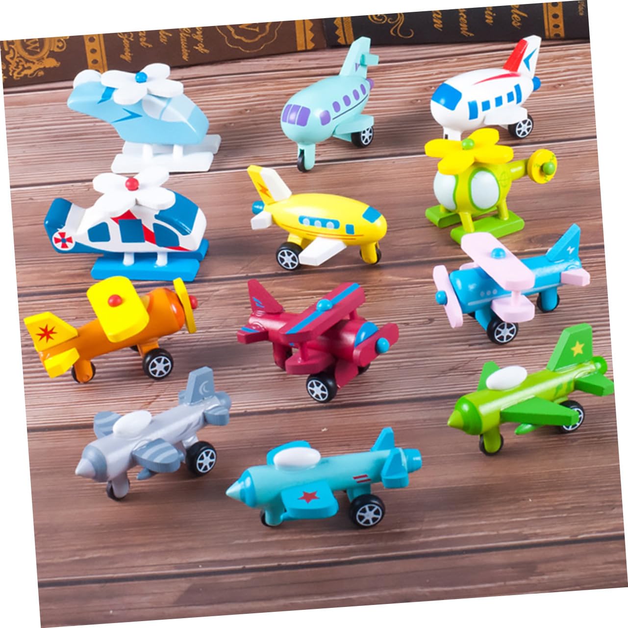 UPKOCH Juguete Educativo Mini Avión de Madera 12 Piezas para Niños