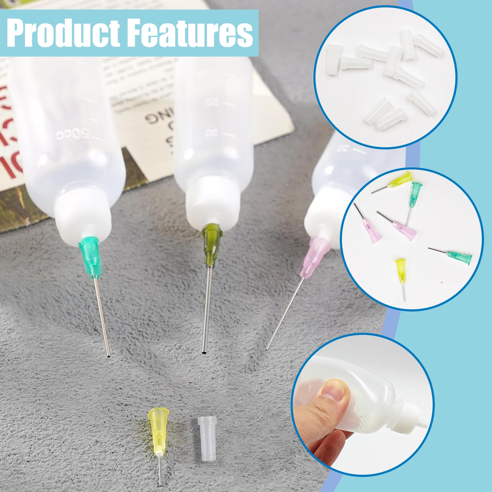 Esteopt Lot De 4 Flacons Aiguilles 5 Ml – Applicateurs Précision Avec Entonnoirs Et Pipettes, Pour Colle, Encre, Huile Et Bricolage