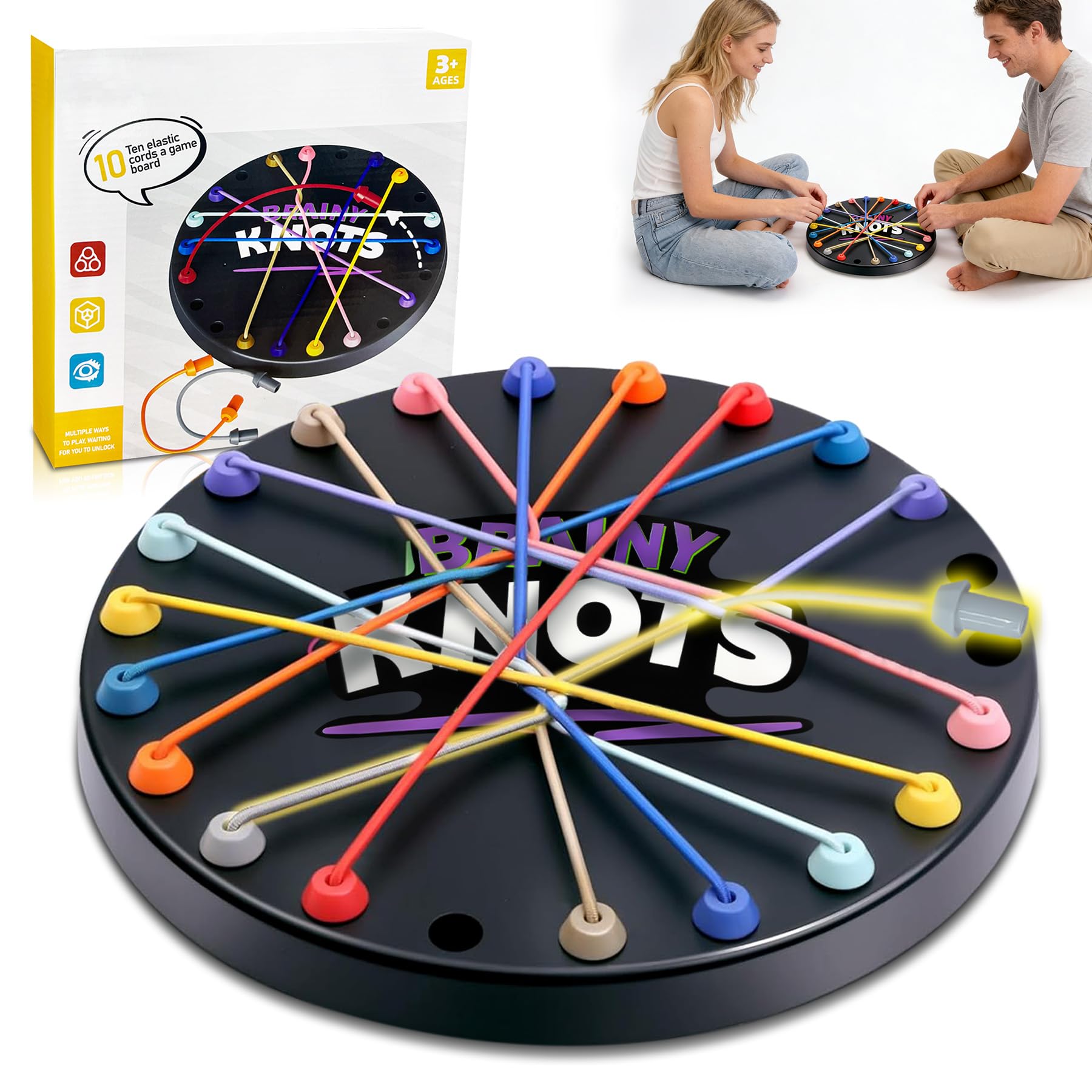 Brainy Knots Spiel Rope Herausforderungs Rätsel Knobelspiele mit Seil Logik Strategiespiel Logik Spiele Knot für Kinder ab 8, Familienspiele 2 bis 4 Spieler
