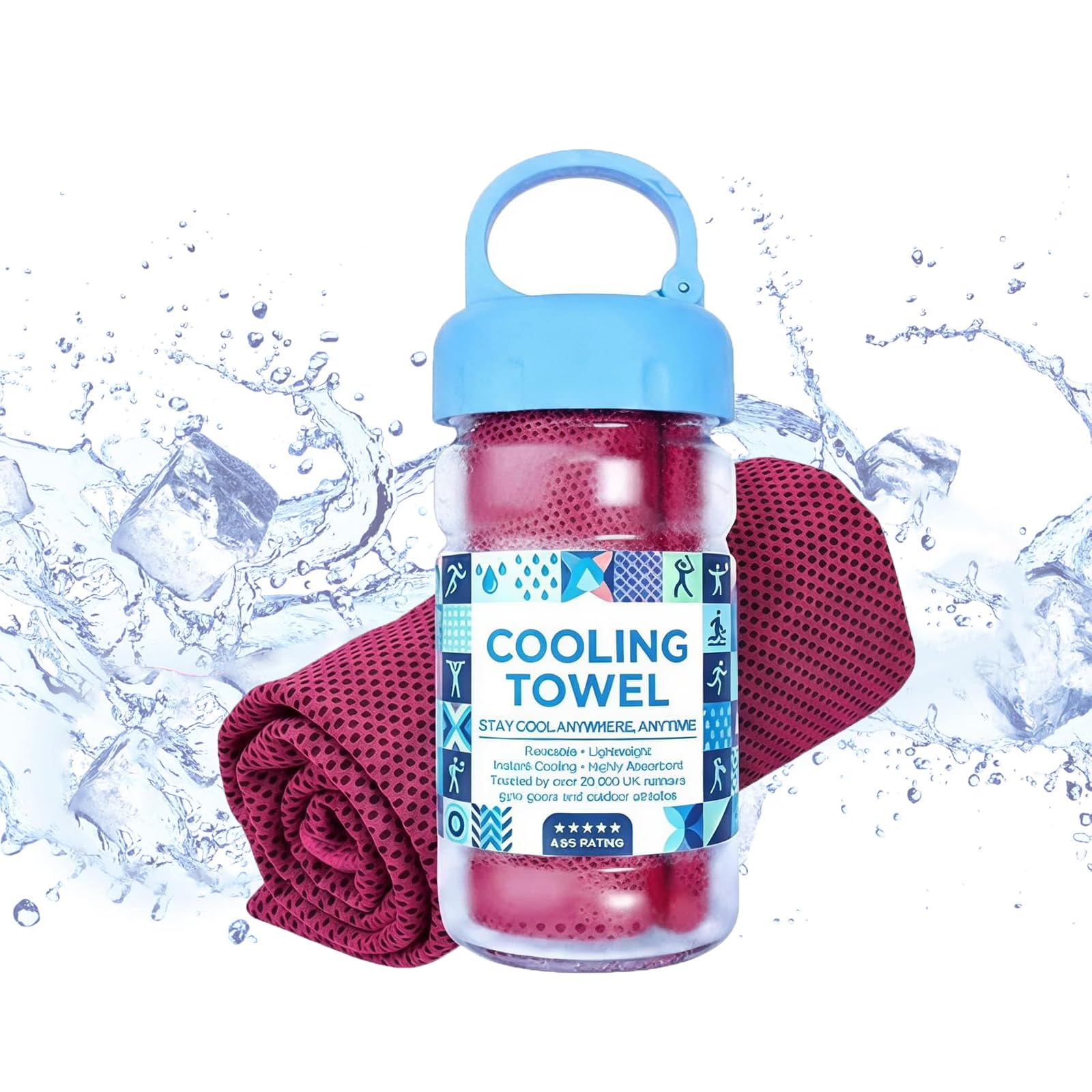 Cooling Towel, Ice Cool Microfibre Towel for Neck, Stay Cool Ice Towel Sports Cooling Towels For Hot Weather, Soft Breathable & Fast Drying Cooling Cloth, for Gym Workout, Hiking & Sports (Rose Red)
