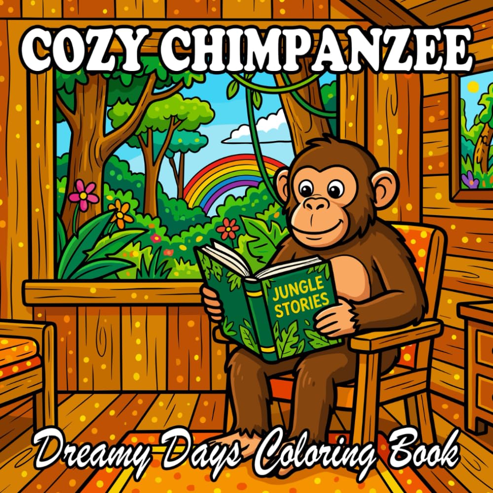 Cozy Chimpanzee Coloring Book: Adorable Anthropomorphic Chimp Home Life
