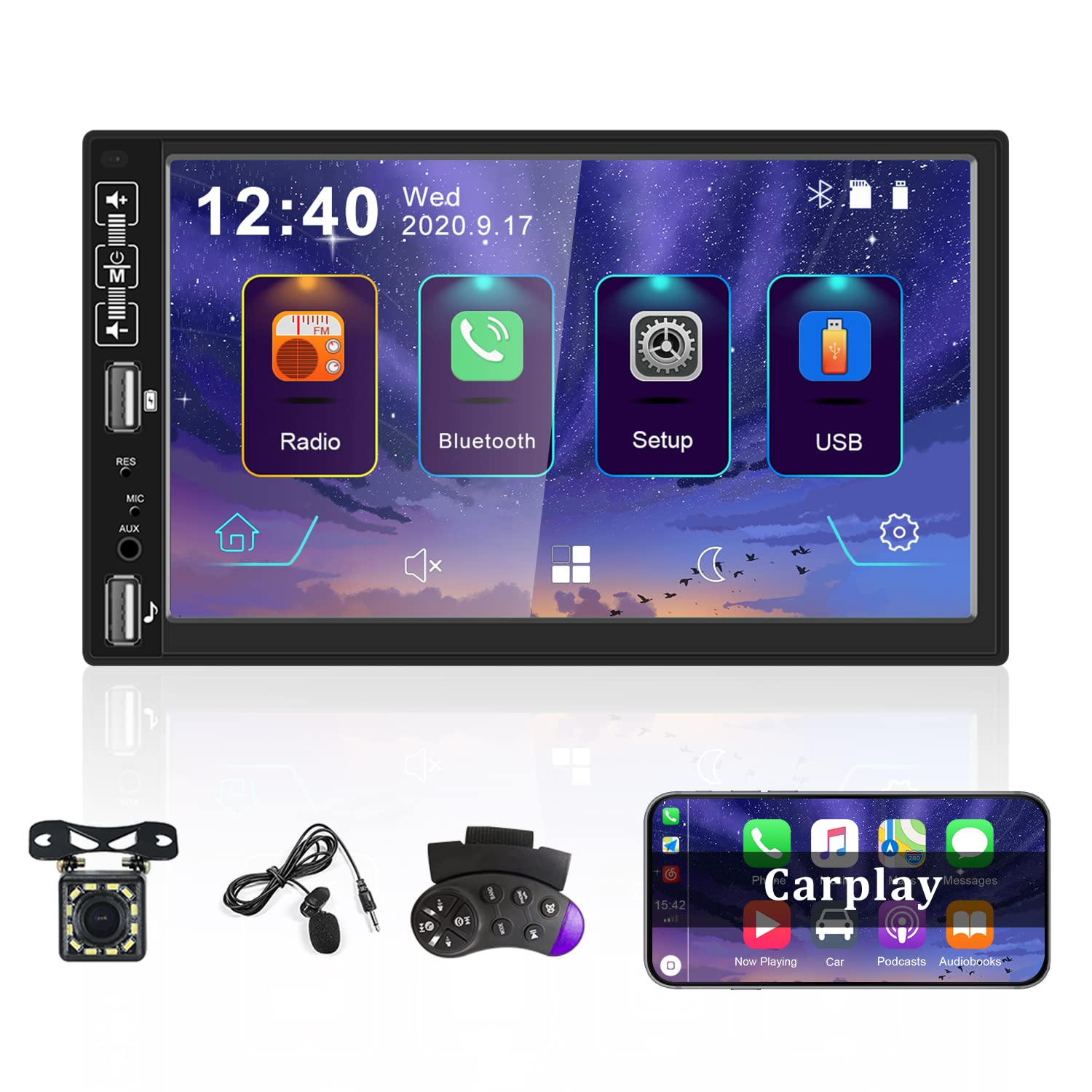 7 Inch Car Stereo Apple Carplay & Android Auto Camecho Radio 2 Din with