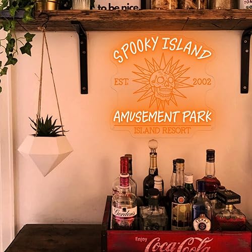 Spooky Island Neon Sign Retro Cartoon Halloween Movie LED Decor Spooky Tombstone LED Wall Decor Rip Led Sign for Ghost Night Lamp Birthday Party disponible en Yaxa Guatemala