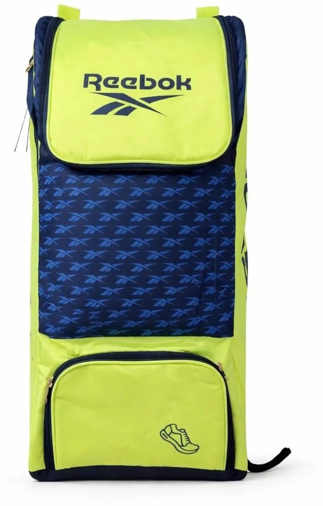 Reebok Striker Cricket Kit Bag | Multi-Purpose Sports Backpack for Cricket, Gym & Travel | Large Storage Capacity with Shoe Pocket & Padded Shoulder Straps | Neon Green & Navy Blue-picture-12