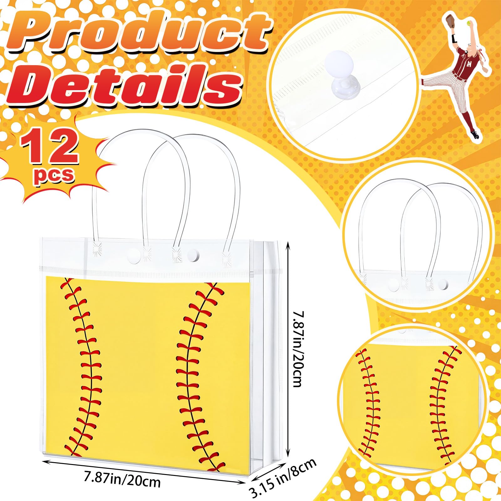 Tujoe 36 Pcs Softball Party Favors 40 x 12 Cooling Workout Towel Mini Portable Handheld Fan with Lanyards Clear Softball Gift Bag with Handles and Stickers for Sport Team Gift, Battery Not Include