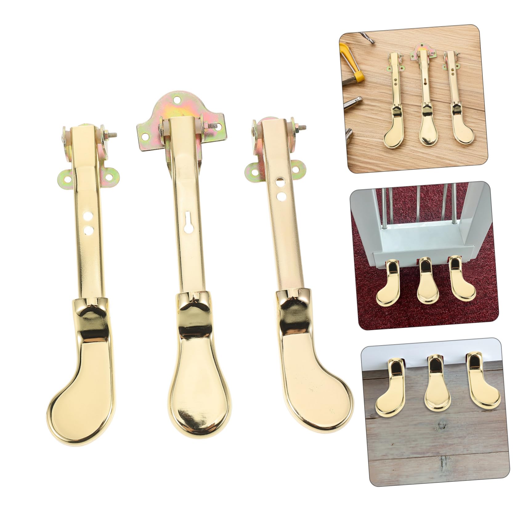 Pedales de Sustain para Piano Vertical de Doble Orificio, 3 Piezas | Acabado Dorado en Metal, Repuestos para Instrumento, Diseño Elegante para Músicos Profesionales