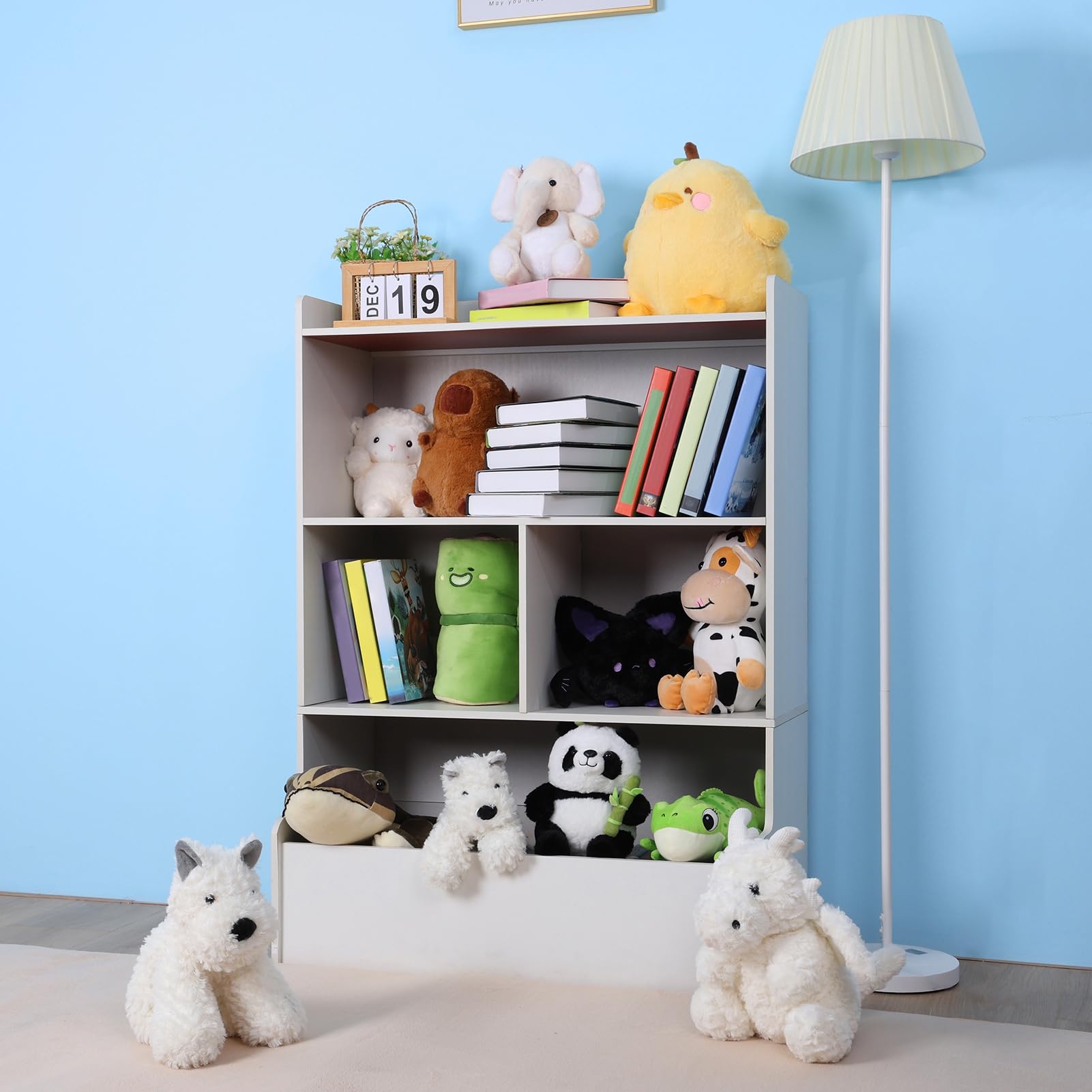 Scaffale Libri Bambini 4 Ripiani - Legno, Design Sicuro Per Camerette O Scuole