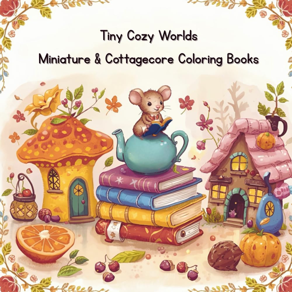 Tiny Cozy Worlds: Miniature & Cottagecore Coloring Adventures: Adorable Miniature Animal Homes, Cottagecore Scenes & Cozy Little Worlds for Stress Relief and Relaxation (Tiny Worlds to Color)