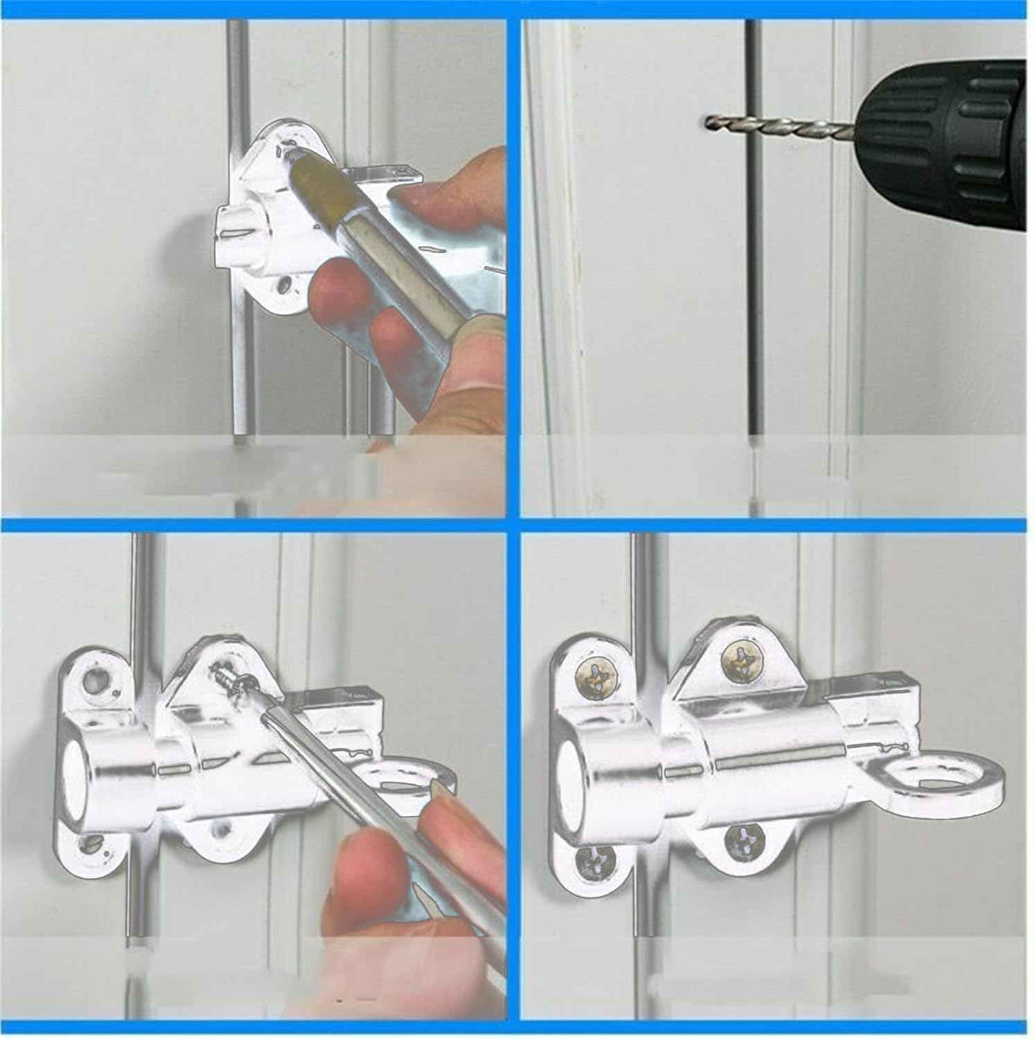 1Pc Silver Self Closing Latch Bolt Auto Spring Loaded Door Gate Security Lock gg US