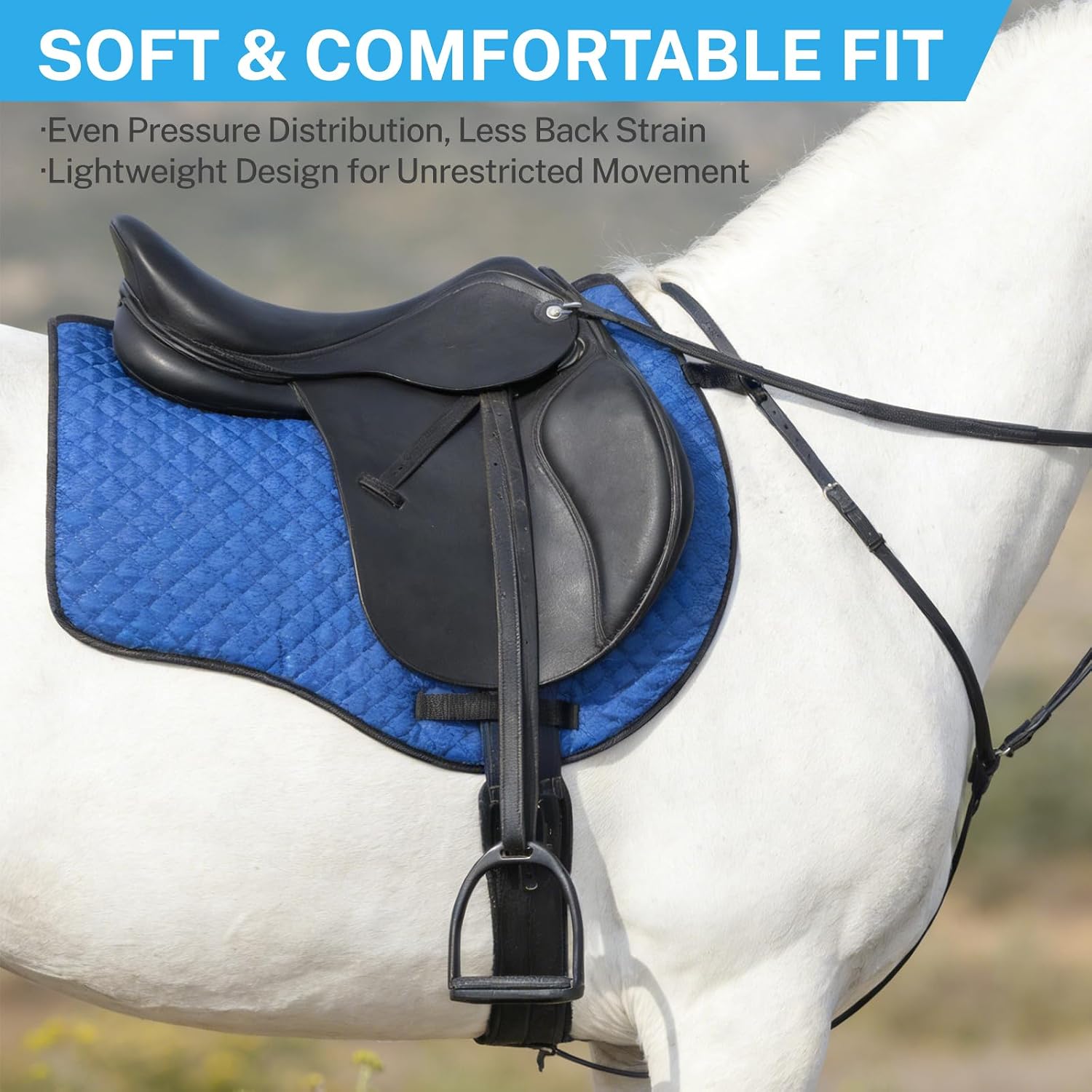 All-Purpose Western Saddle Pad for Horses – Diamond Quilted Breathable Horse Saddle Pad with Shock-Absorbing Cushion, Lightweight Equestrian Gear for Riding & Training, Blue