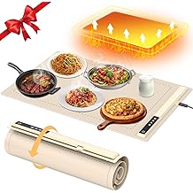 Upgrade Warming Mat for Food with Adjustable Temperature-Portable Electric Warming Tray,Roll Up Silicone Food Warmer for Parties with 3 Temperature Settings,Versatile Food Warmers for Parties Buffet