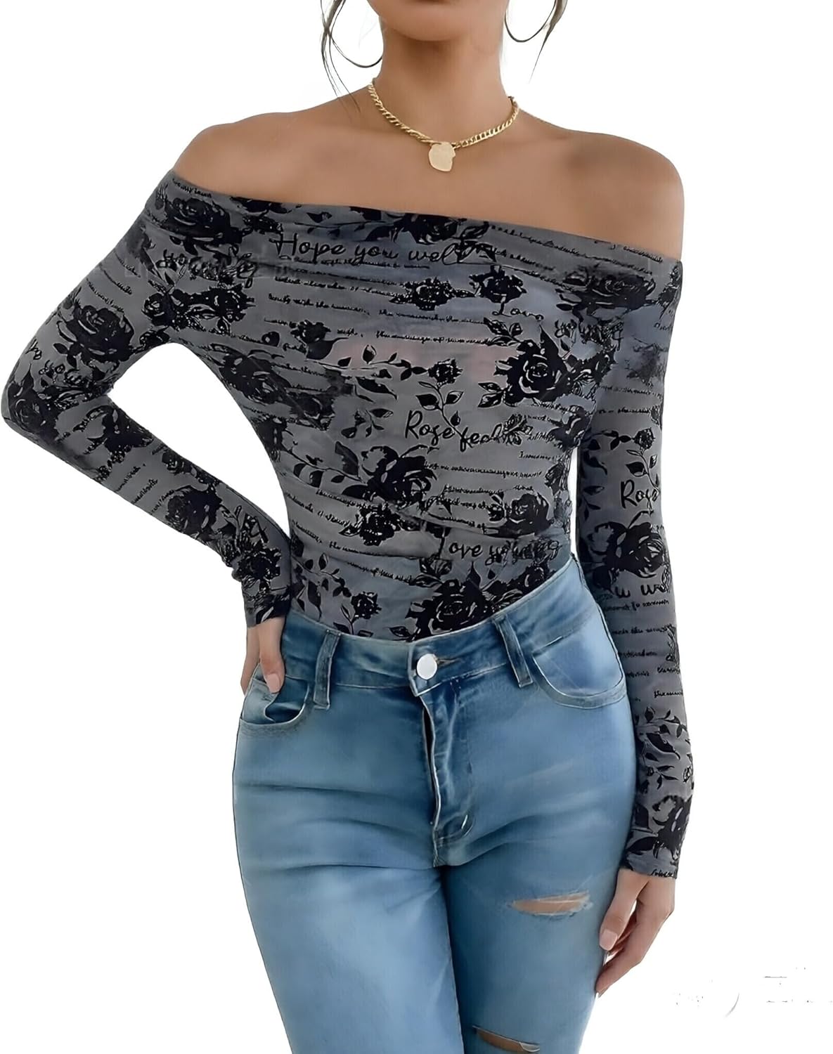 Women’s Off Shoulder Lace Ruched Tops Long Sleeve Slim Fit Blouses Shirts 2026 Going Out T-Shirt - Image 2