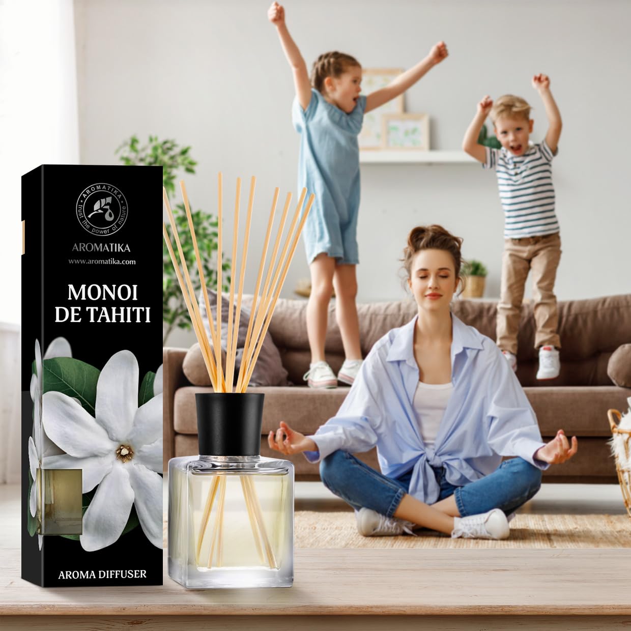 Monoi de Tahiti Aroma Diffuser 200ml - Reed Diffuser - Room Fragrance - Home Fragrance - Air Freshener - Monoi de Tahiti Scented Diffuser - Gift Idea - Tiare Odor