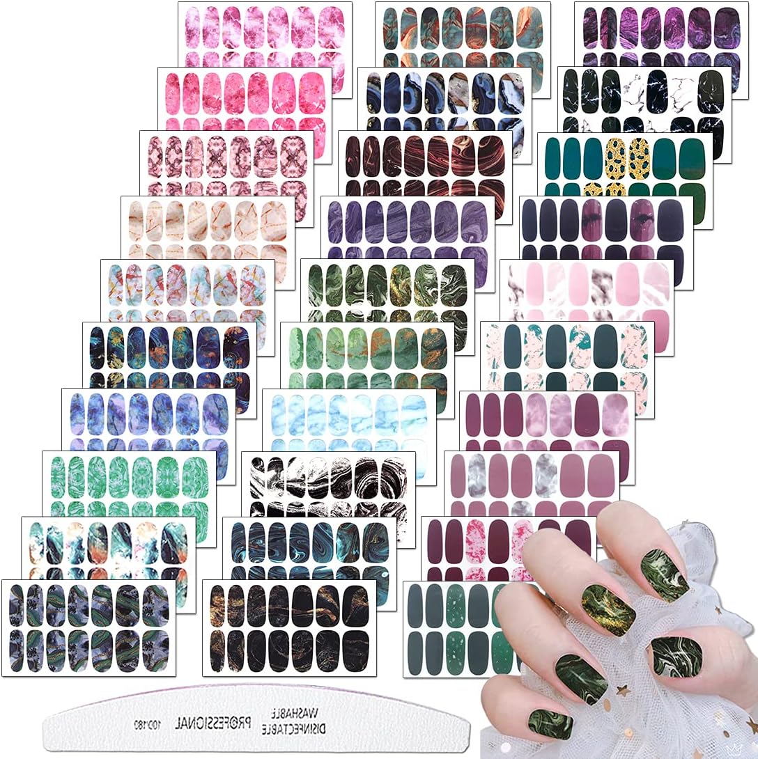 XEAOHESY 30 Sheets Gradient Color Marbled Nail Polish