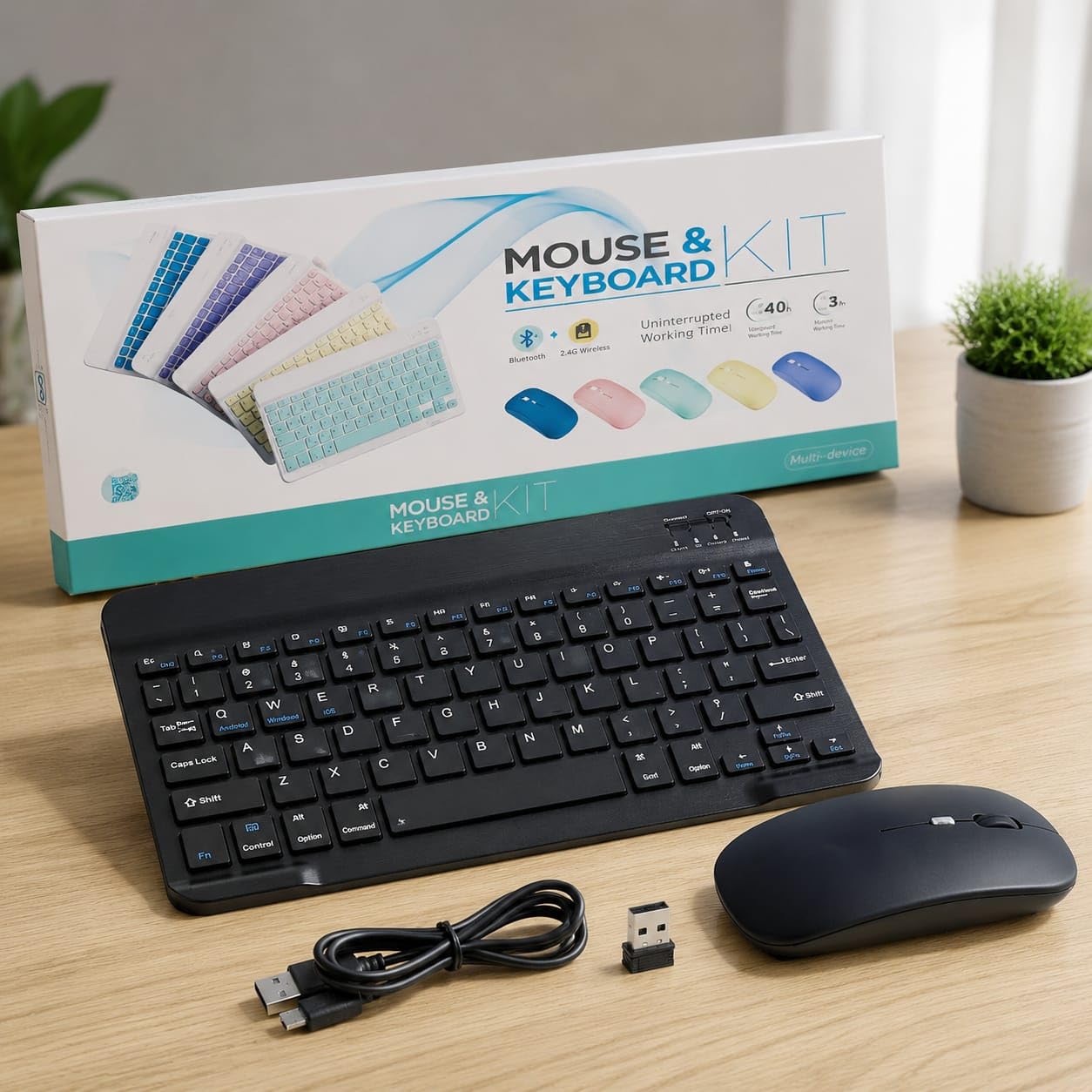 Wireless Mouse & Keyboard Kit, Bluetooth & 2.4G, Rechargeable, Multi-Device, Ultra Slim, Compatible with Windows, macOS, Android, iOS-image-20