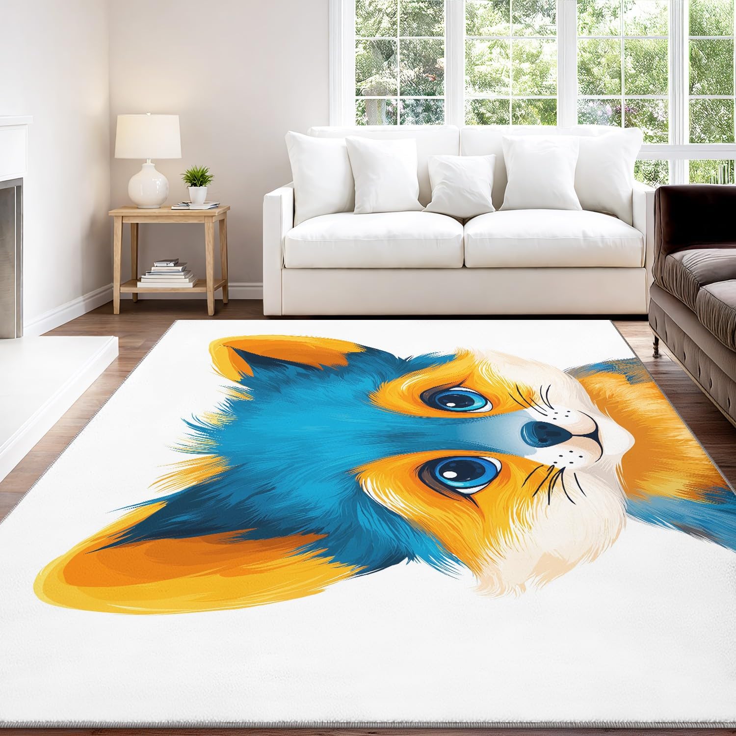 Tapis poil ras moderne 160 x 230 cm lavable en machine pour salon et enfants