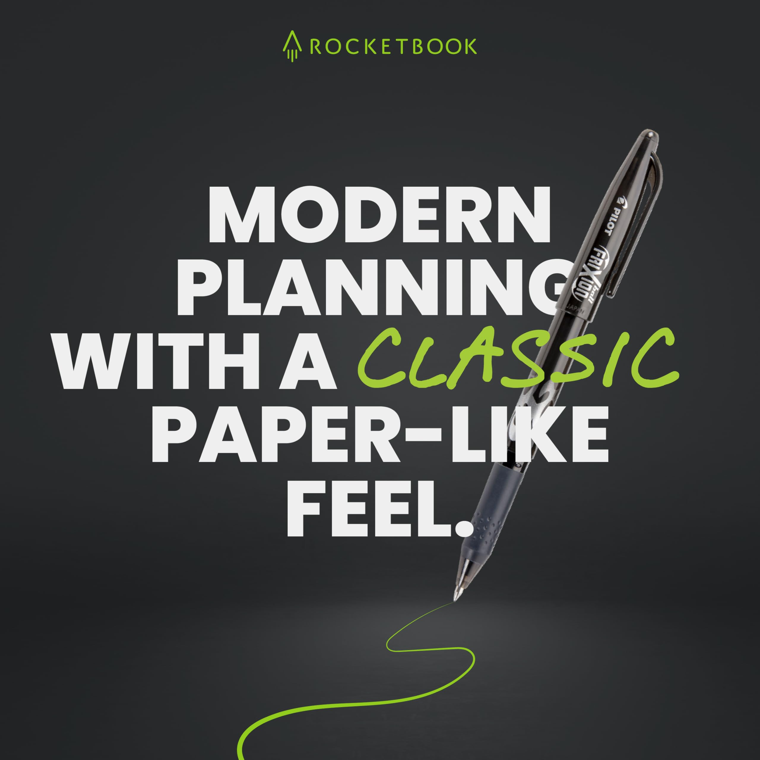 Rocketbook Flex Planner, riutilizzabile non datato intelligente, formato esecutivo 15,2 x 22,4 cm nero - Giornaliero, settimanale, mensile, calendario annuale, attività, obiettivi, pianificazione