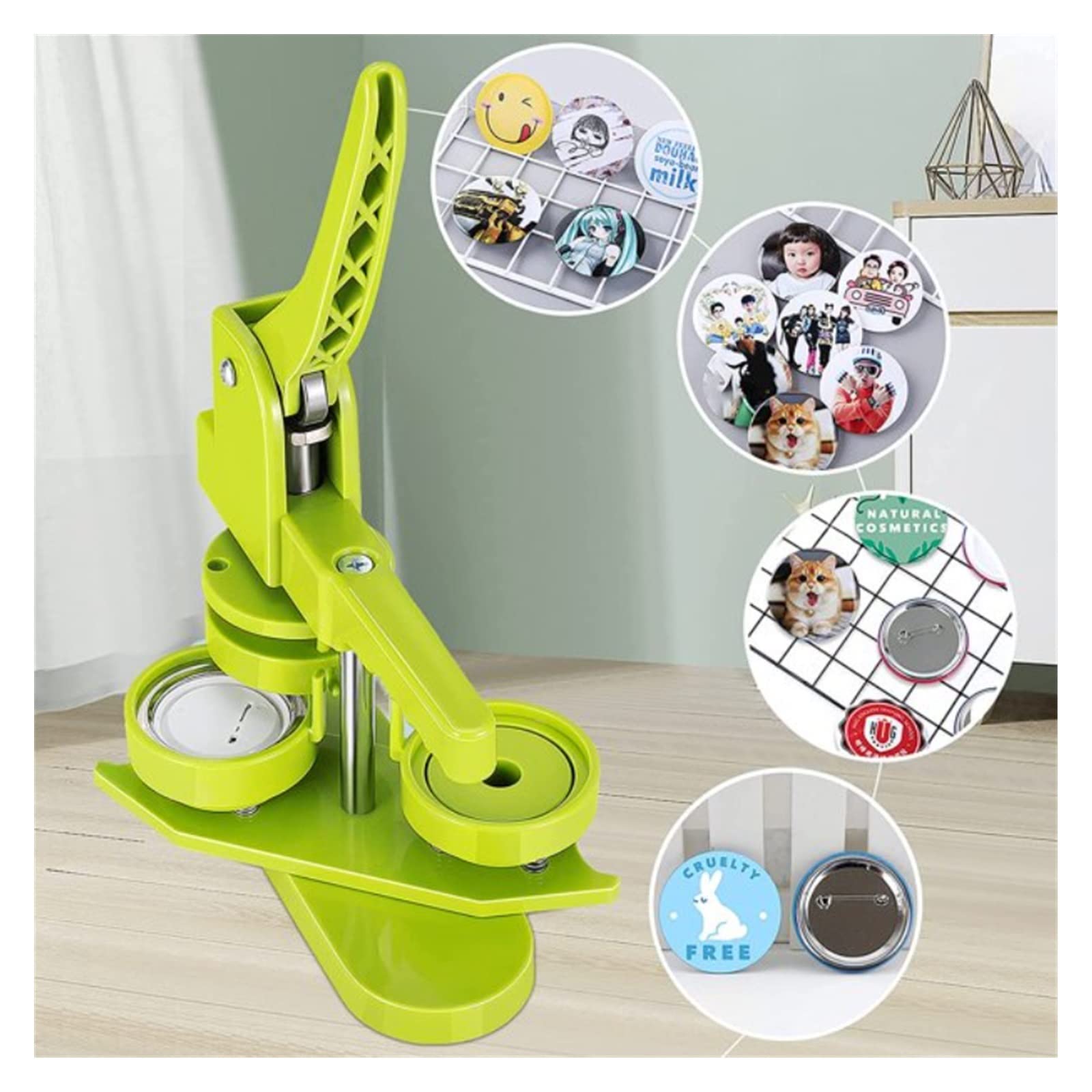 Twórca guzików, Maszyna Do Robienia Guzików Różne Rozmiary Bezmontażowa Prasa Plakietek DIY Z Częściami Akcesoria Wycinania Kółek, na prezent Pin Maker(32mm Package)