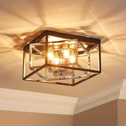 Miniatura 2 de AGV LIGHTING CL035S - Lámpara de techo moderna de montaje empotrado, lámpara de techo cuadrada, base E12, 3 luces, 12 pulgadas de largo x 12