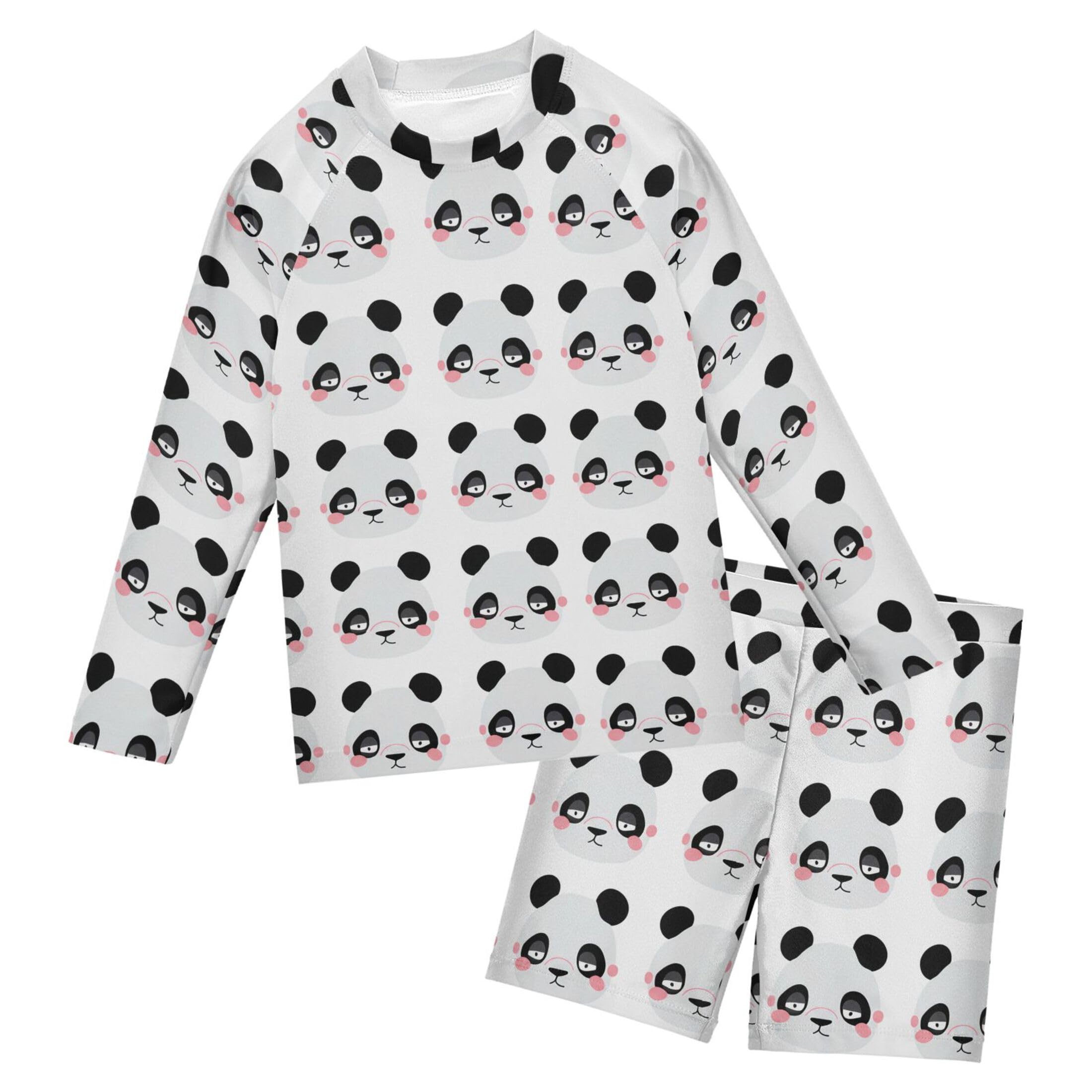 Cute Panda Baby Boys' Toddler Long Sleeved Rashguard Swim Bathing Suit Set B0404198