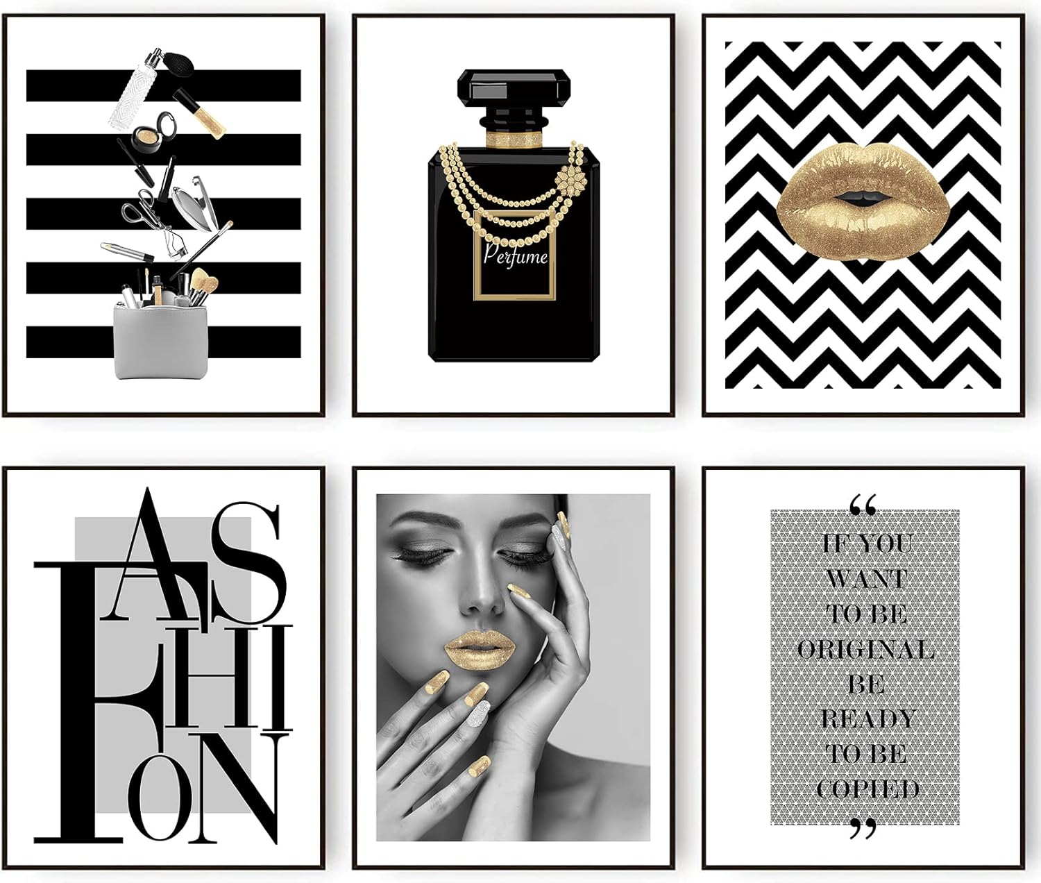 HOGEBIG Black and Gold Fashion Wall Art Set Canvas Wall Decor Pictures