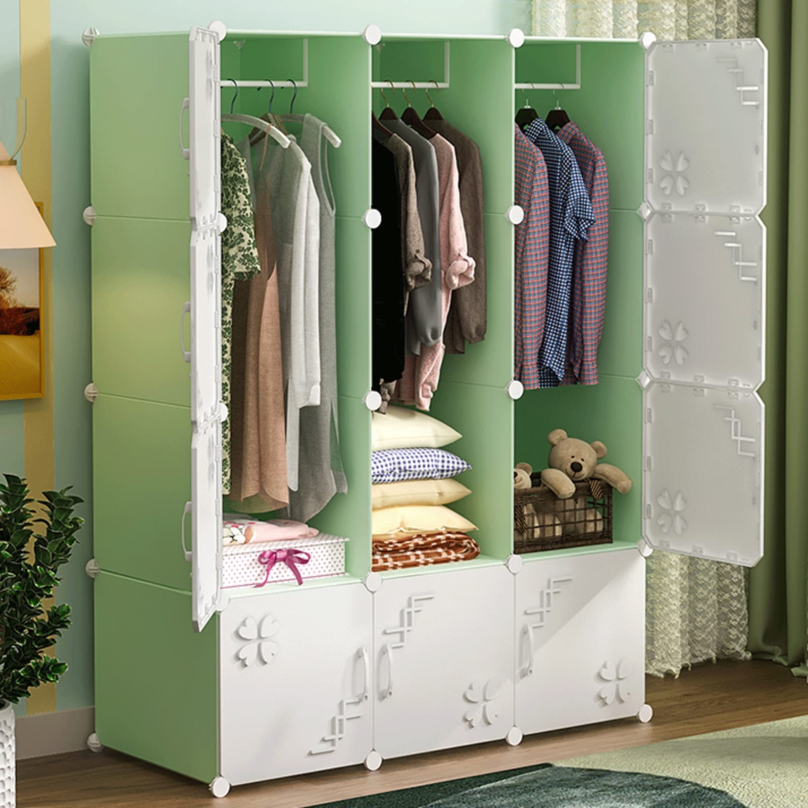 Kleiderschrank, Stoffschrank Kleiderschrank Tragbare Kleiderschrank Kombination Kleiderschrank Baukabinett Faltbarer Schließfach Geeignet for Schlafzimmerkleidung Schuhe Spielzeug Lagerung Ideale Aufb